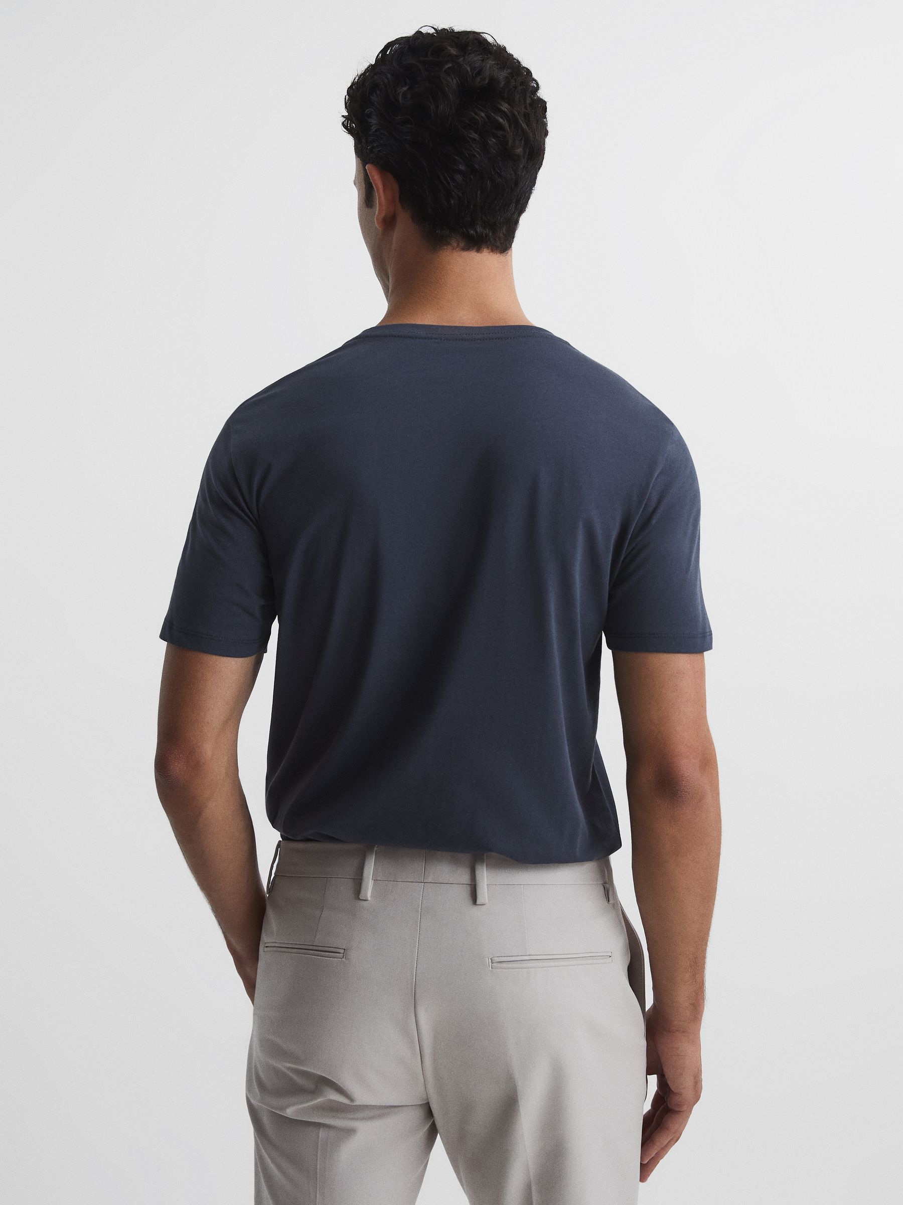 Cotton Crew Neck T-Shirt in Airforce Blue - Image 5 of 7
