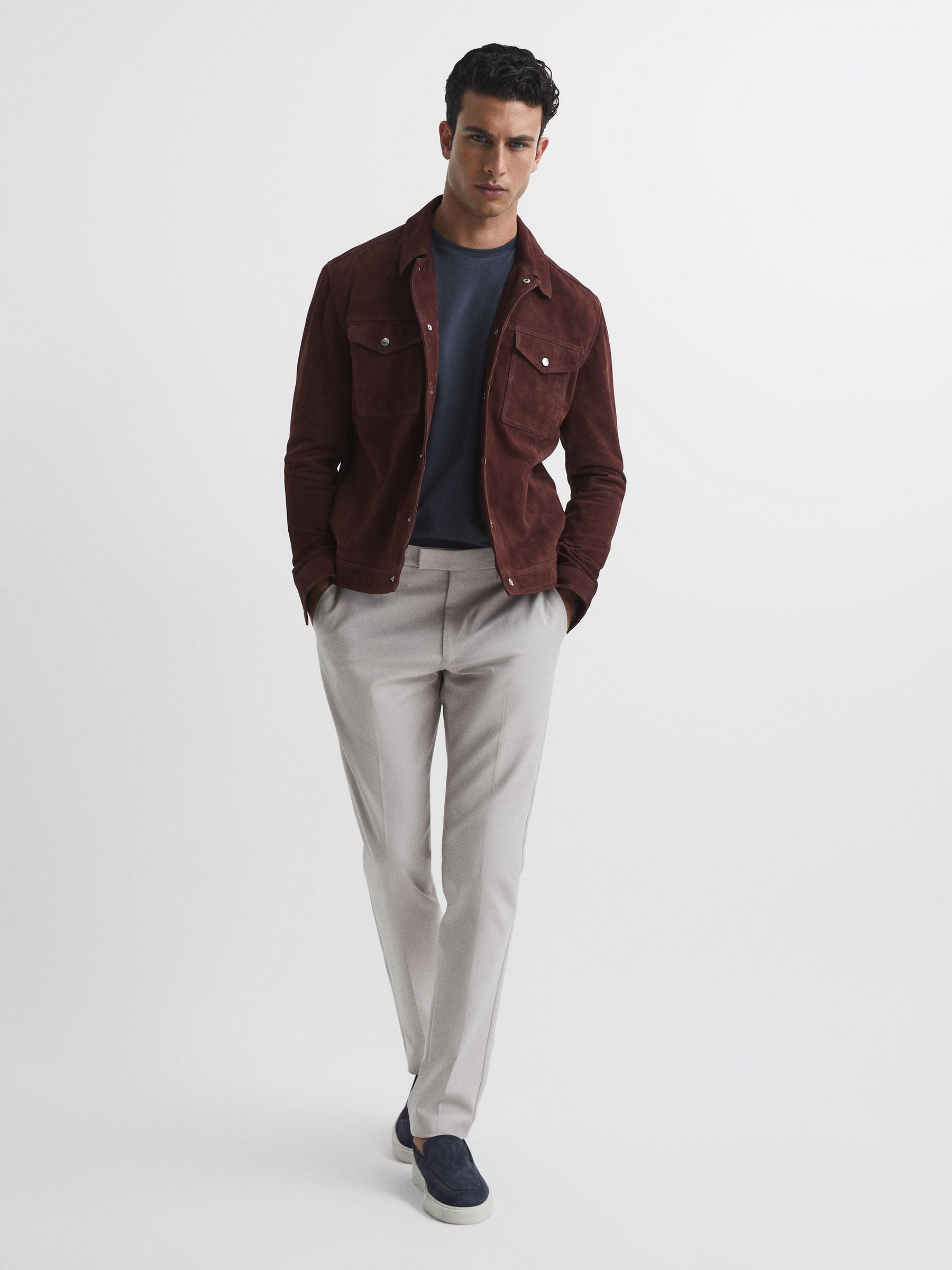 Cotton Crew Neck T-Shirt in Airforce Blue - Image 6 of 7