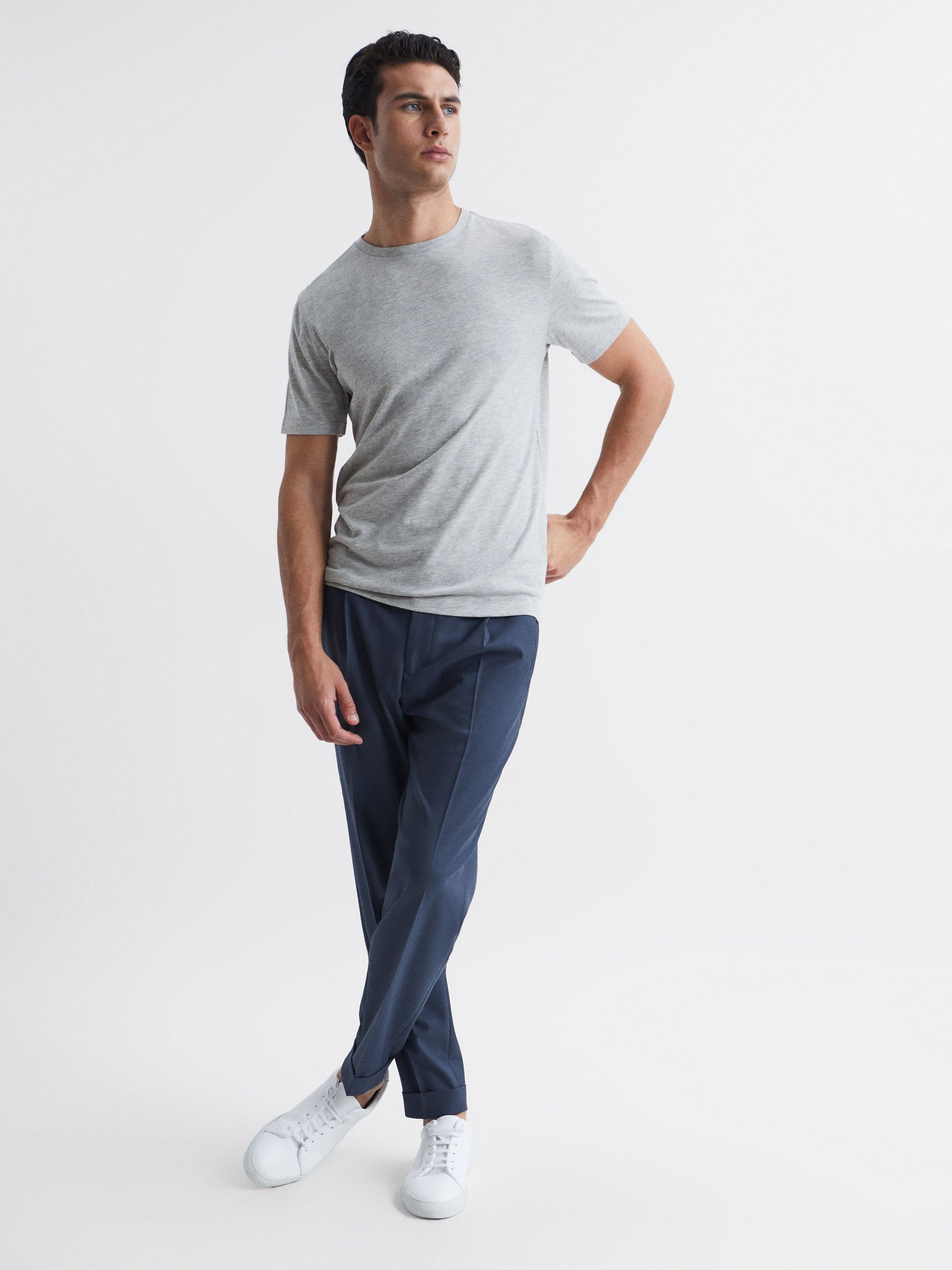Crew Neck T-shirt in Grey Marl - Image 3 of 7