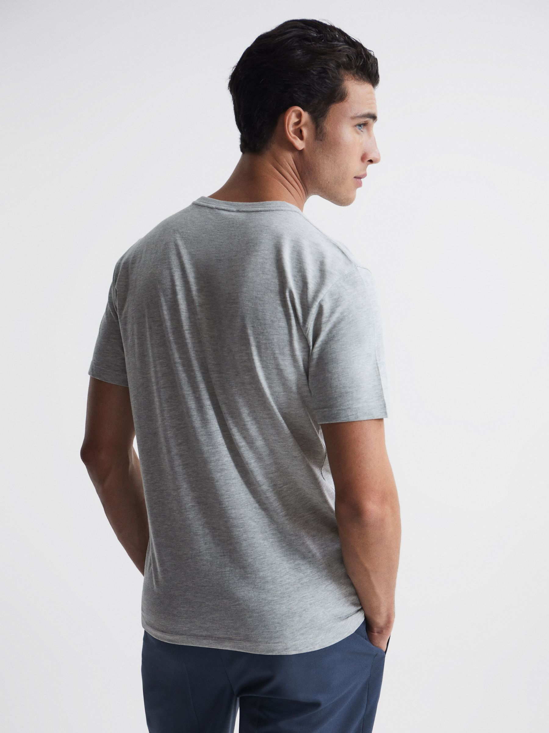 Crew Neck T-shirt in Grey Marl - Image 5 of 7