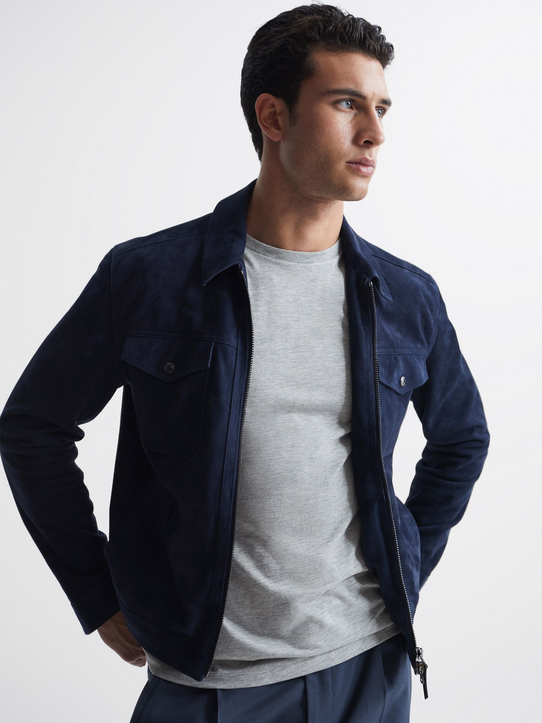 Crew Neck T-shirt in Grey Marl - Image 6 of 7