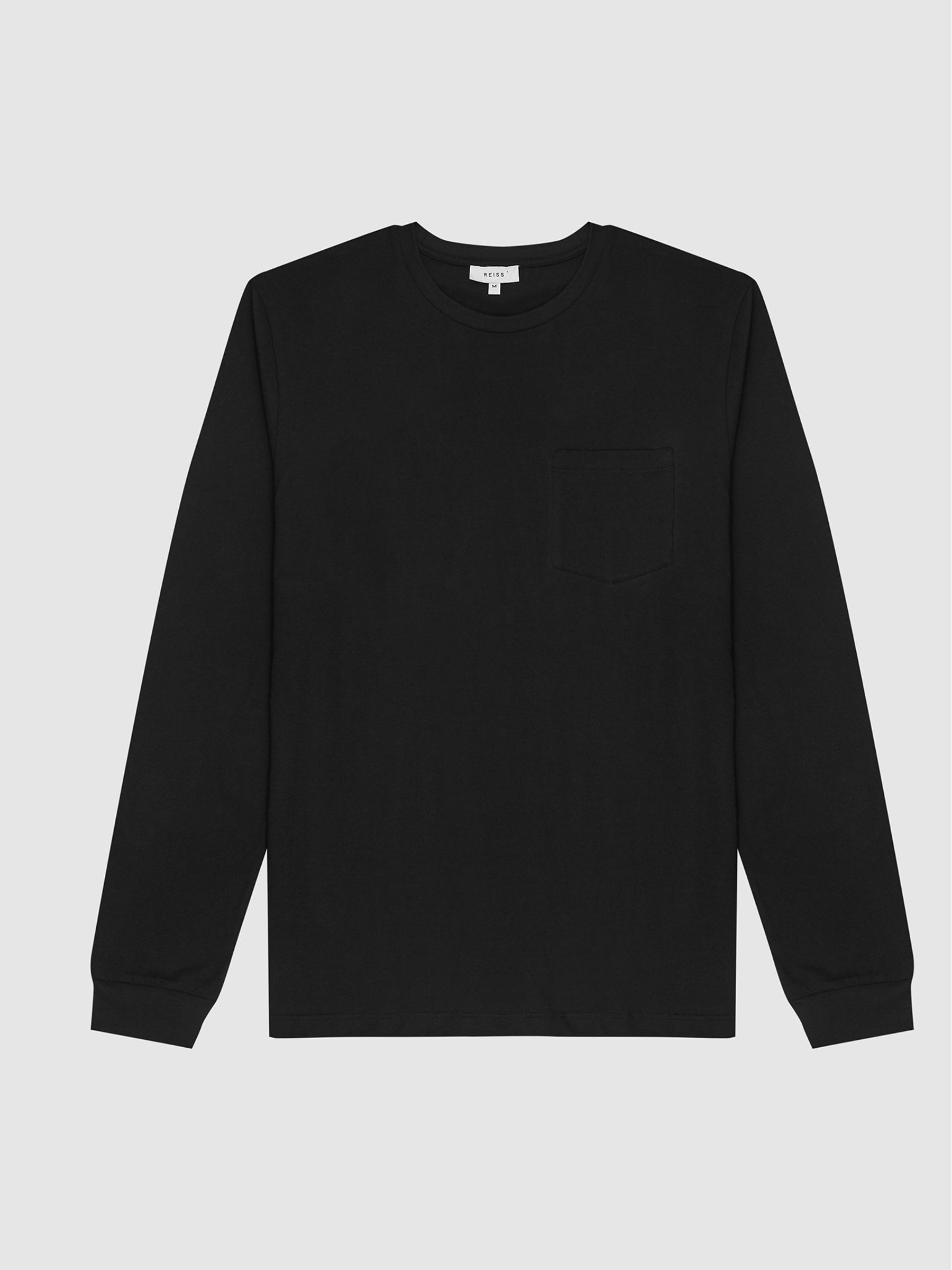 Long Sleeved Crew Neck T-Shirt in Black - Image 2 of 6