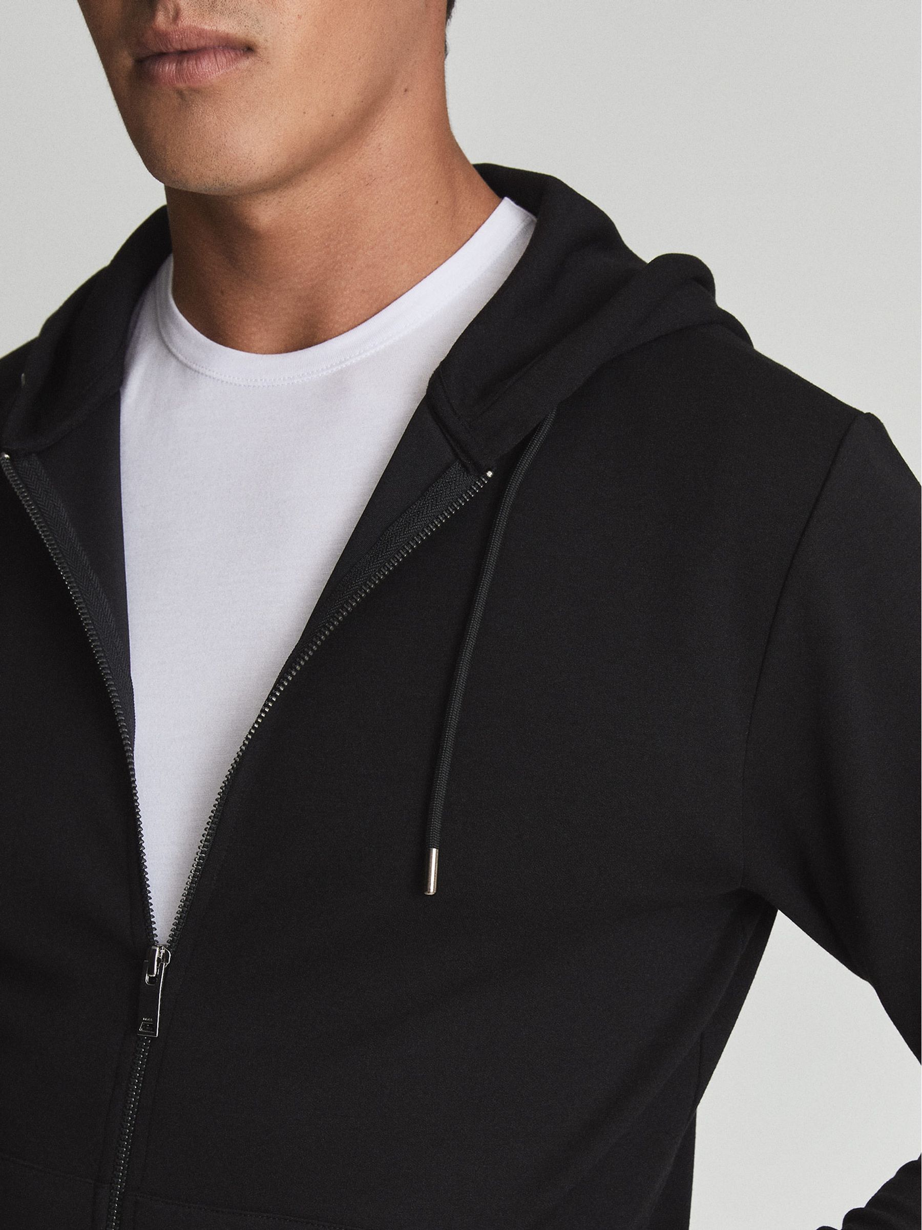 Zip Through Hoodie in Black - Image 3 of 5