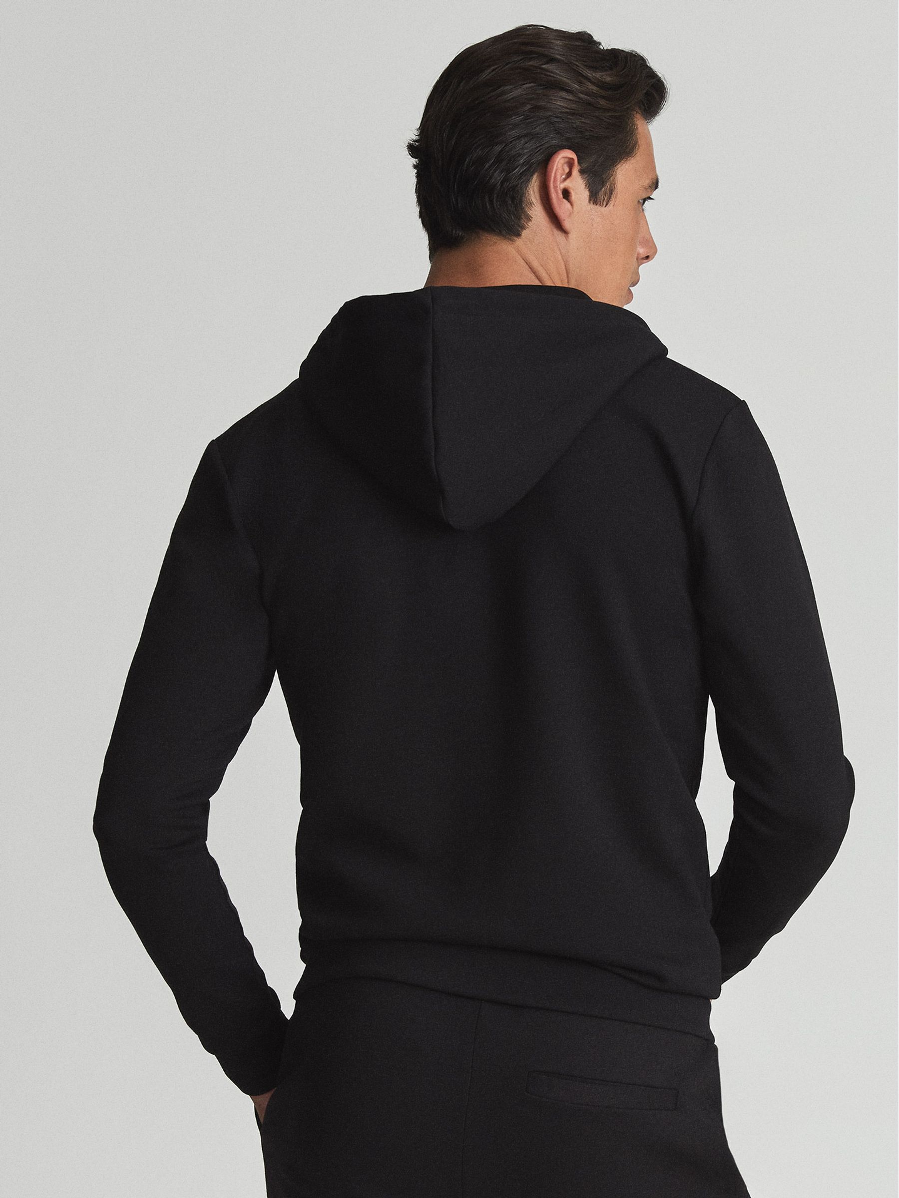 Zip Through Hoodie in Black - Image 4 of 5