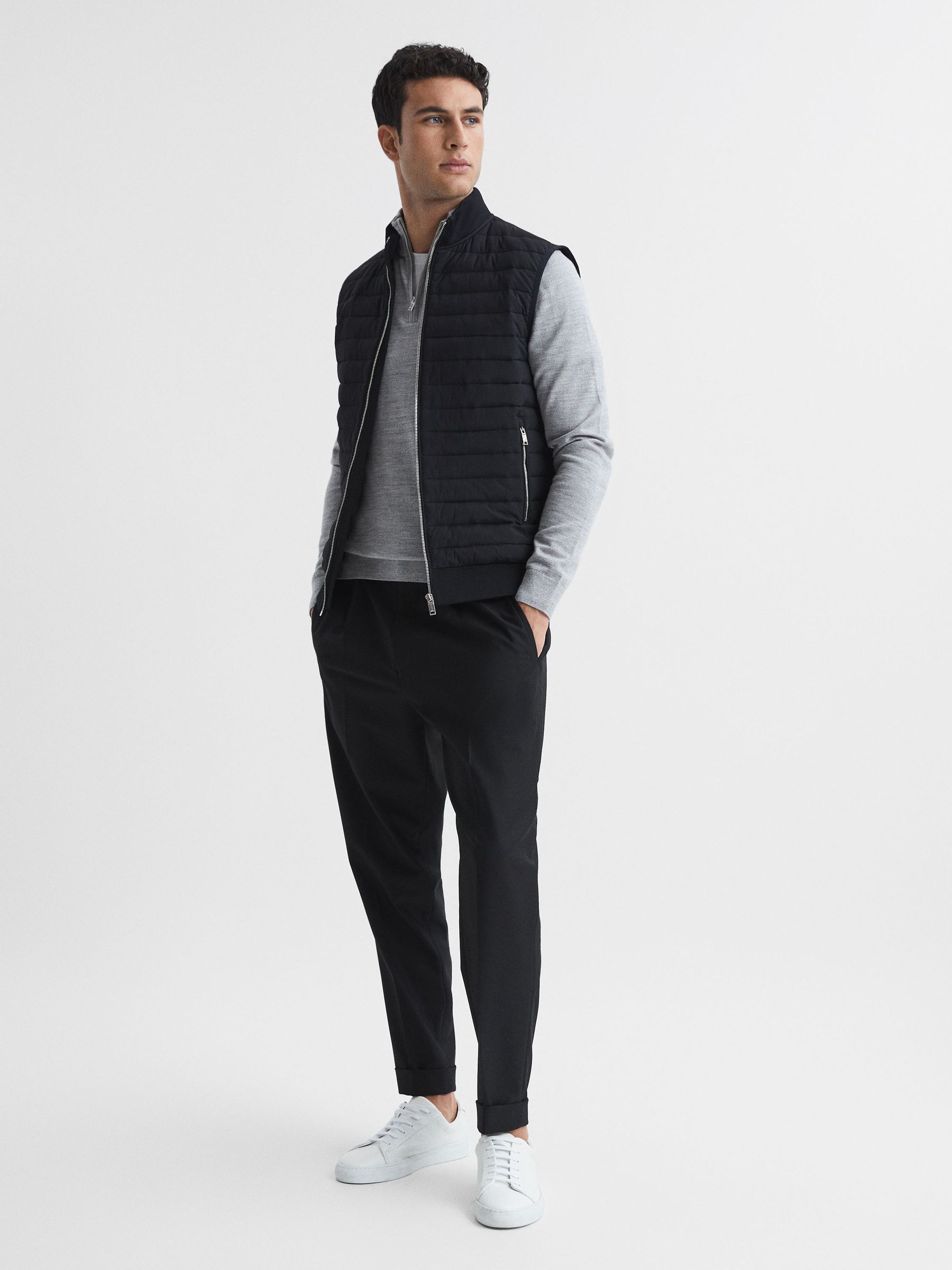 Hybrid Quilted Gilet in Black - Image 3 of 5