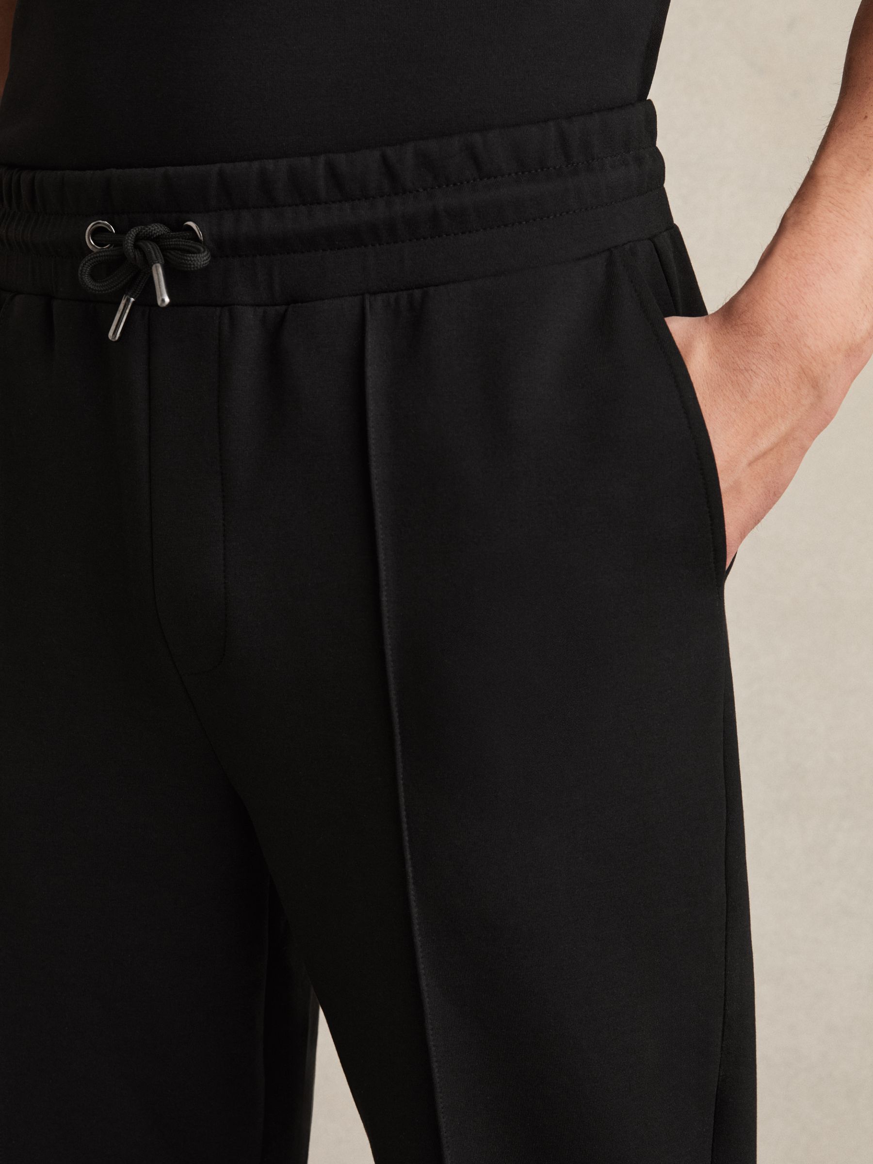 Interlock Jersey Drawstring Joggers in Black - Image 4 of 6