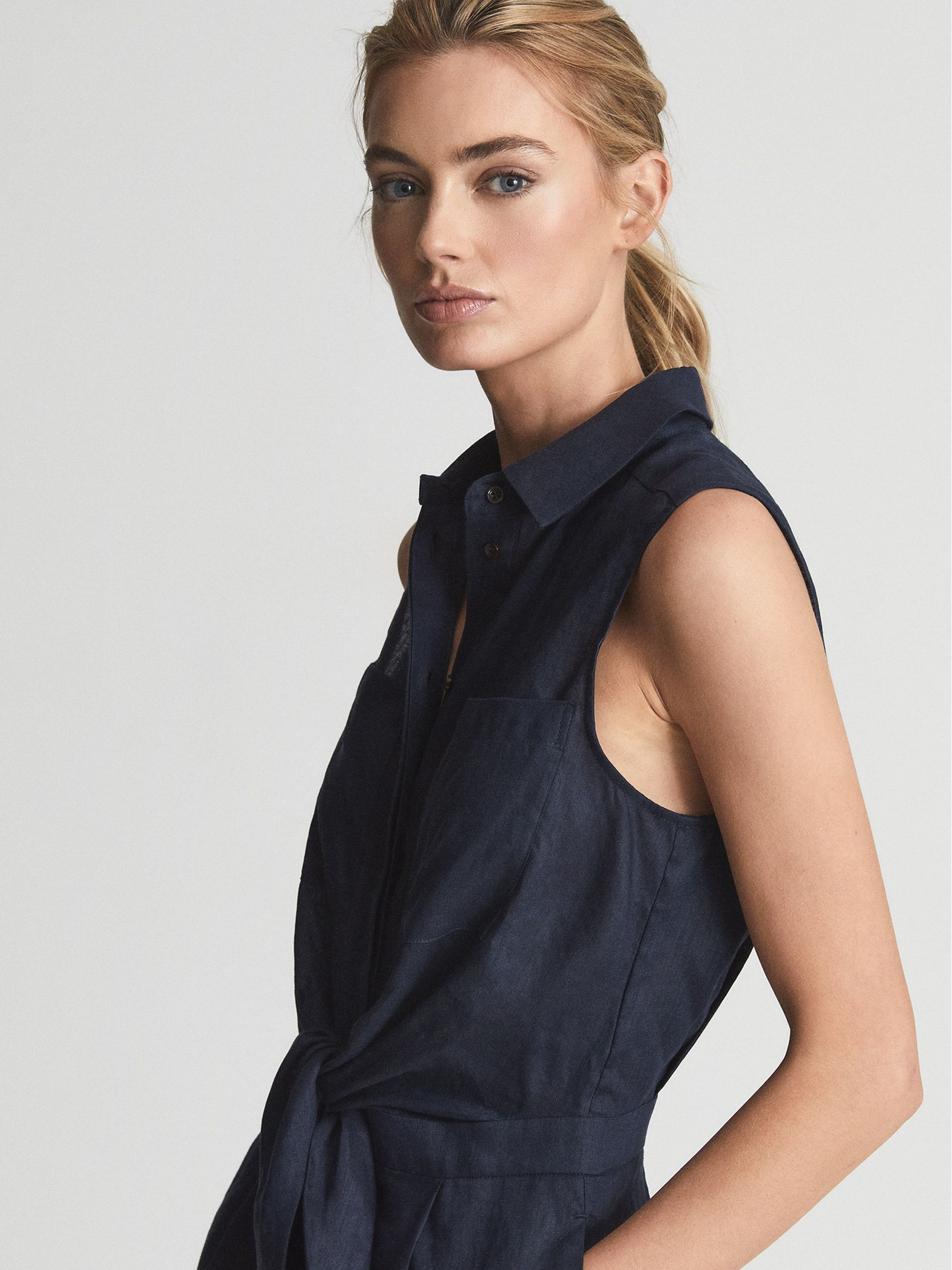 【海外限定】REISSドレス☆Black Annie Linen Belted Sleeveless Buy Reiss Black Annie Linen Belted Sleeveless Midi Dress