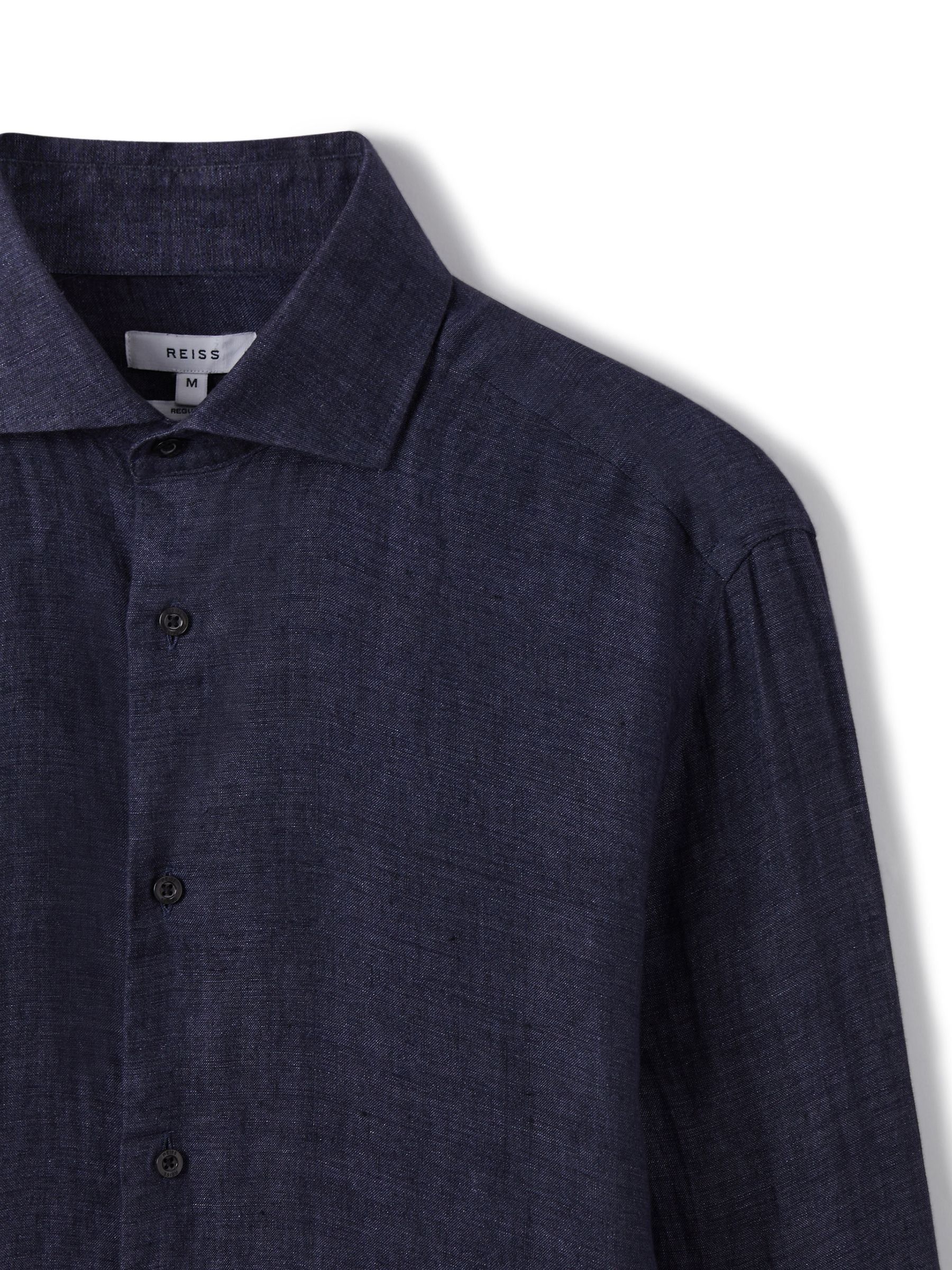 Linen Button-Through Shirt in Navy - Image 6 of 7