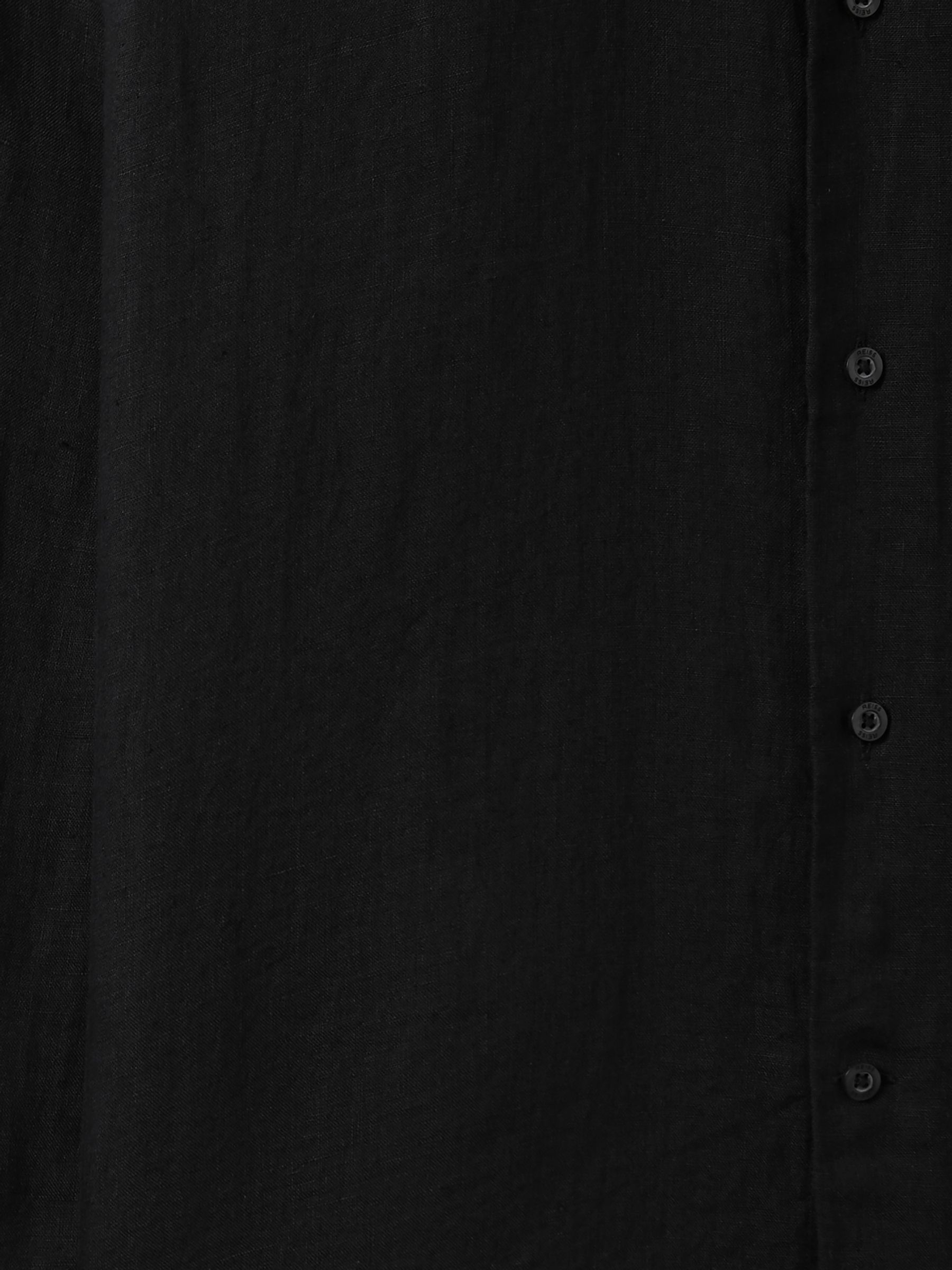 Linen Striped Cutaway-Collar Shirt in Black - Image 7 of 8