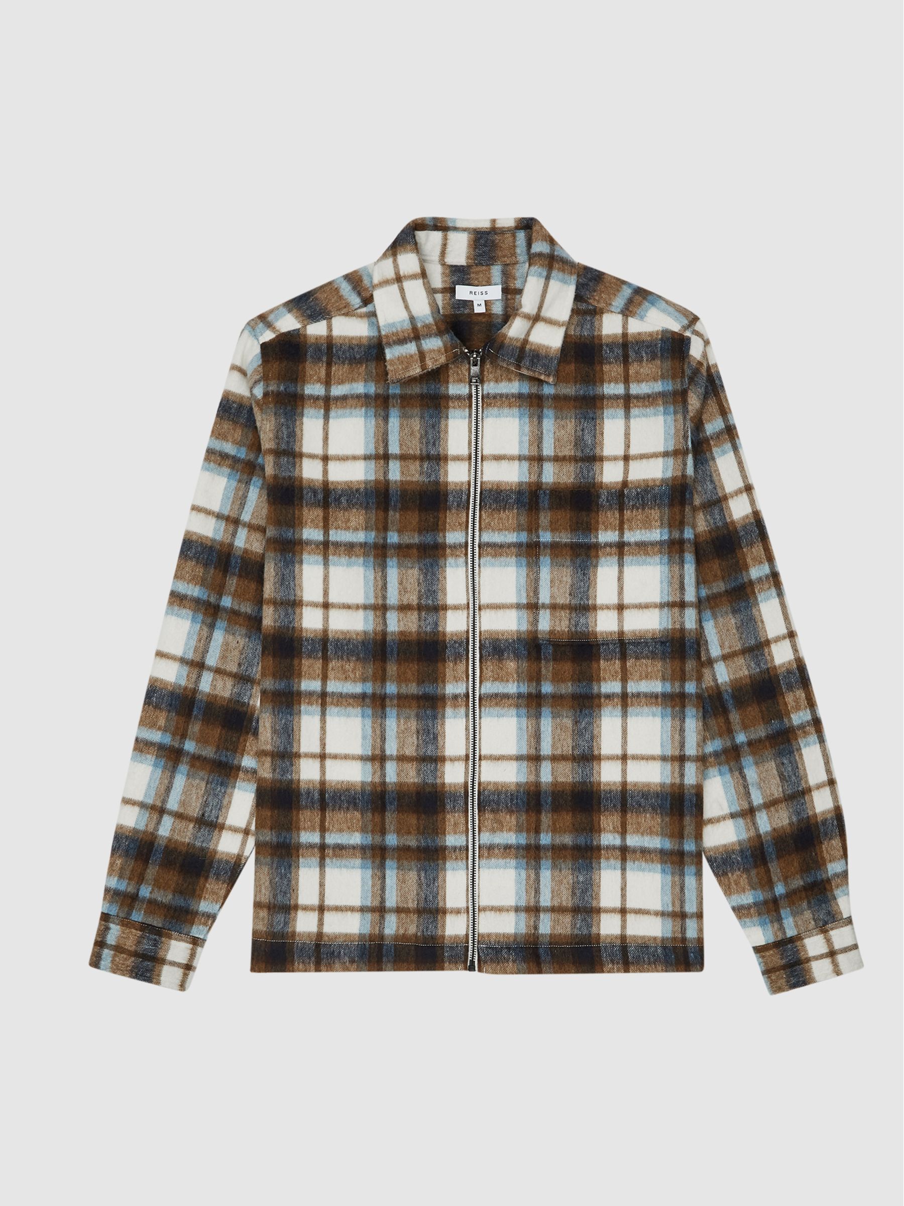 Brushed Check Over-Shirt in Toffee - Image 2 of 6