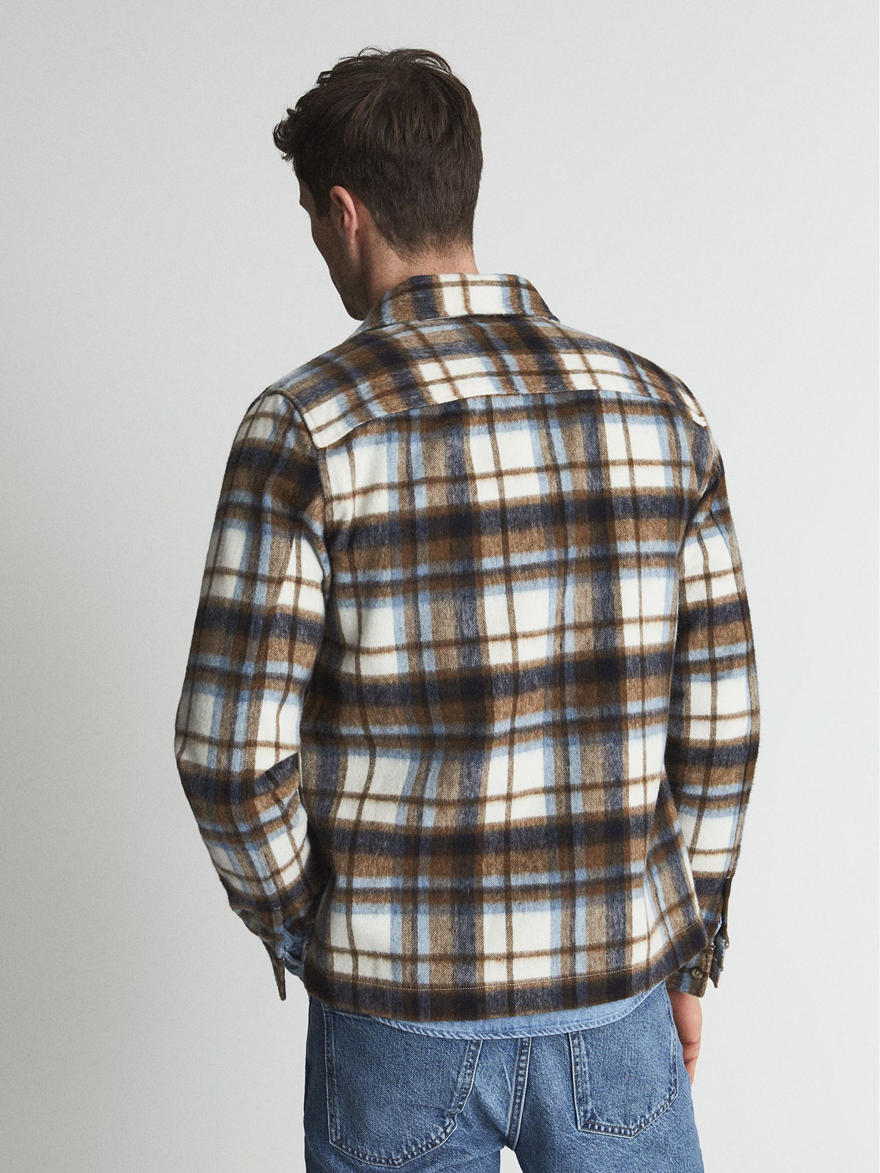 Brushed Check Over-Shirt in Toffee - Image 5 of 6