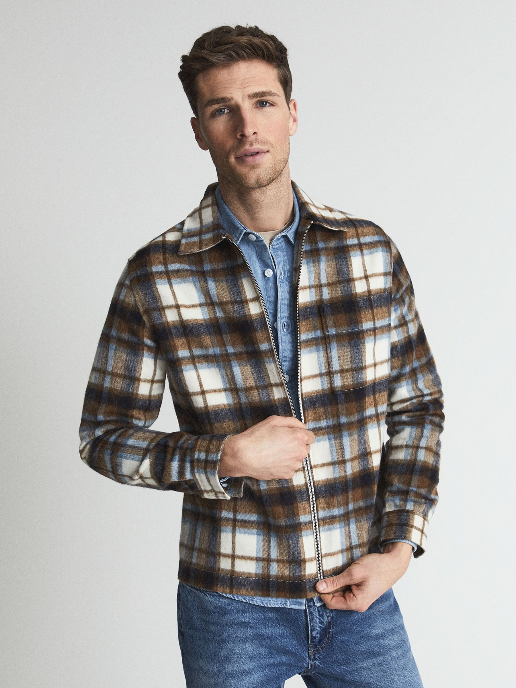 Brushed Check Over-Shirt in Toffee - Image 6 of 6