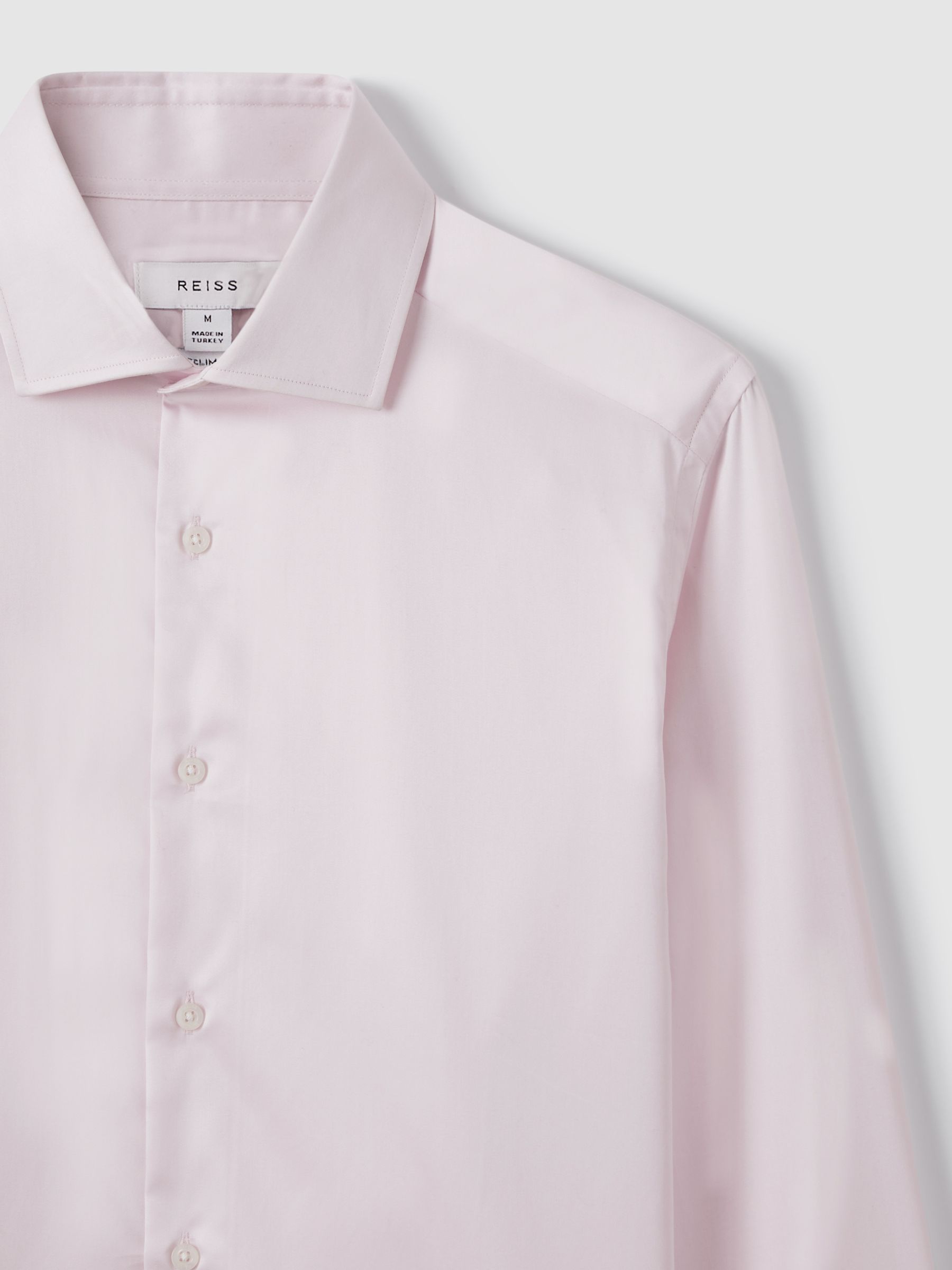 Slim Fit Cotton Sateen Striped Shirt in Pink - Image 7 of 8