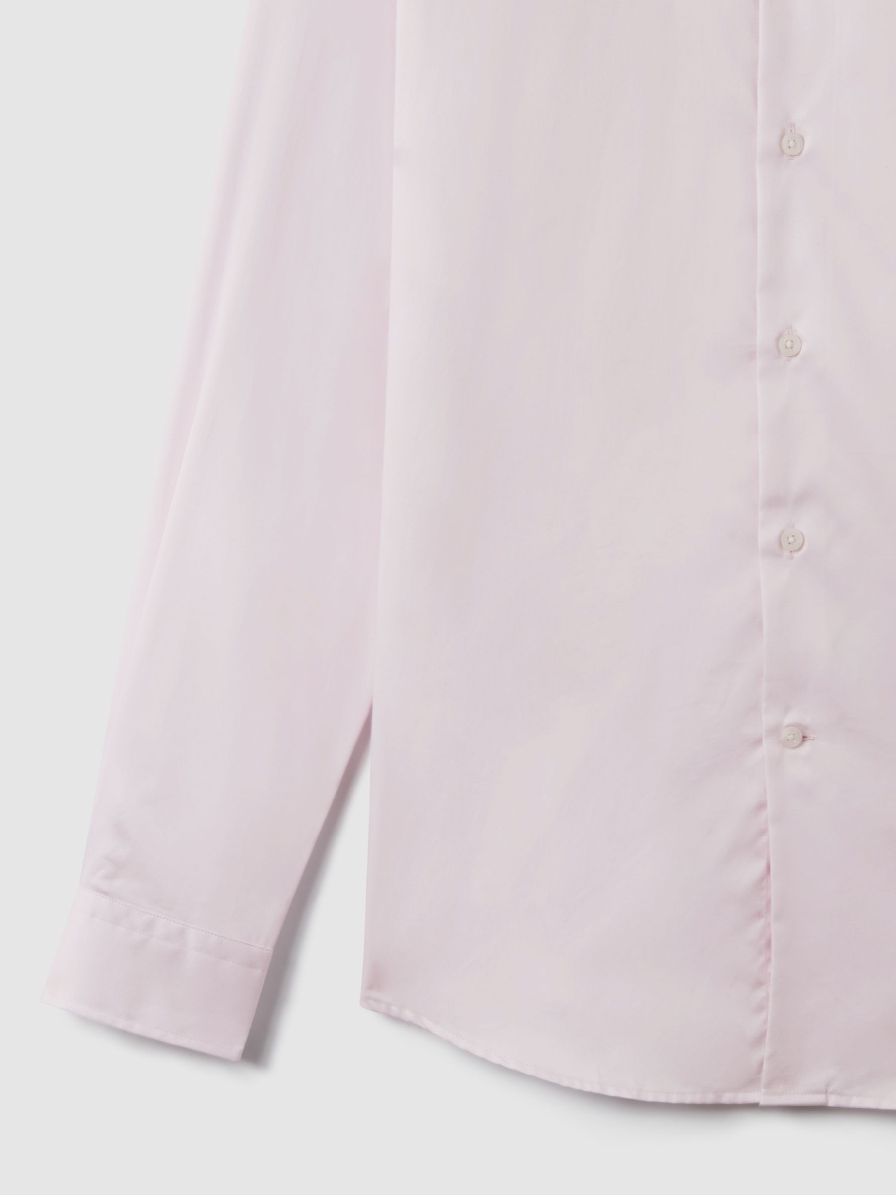 Slim Fit Cotton Sateen Striped Shirt in Pink - Image 8 of 8