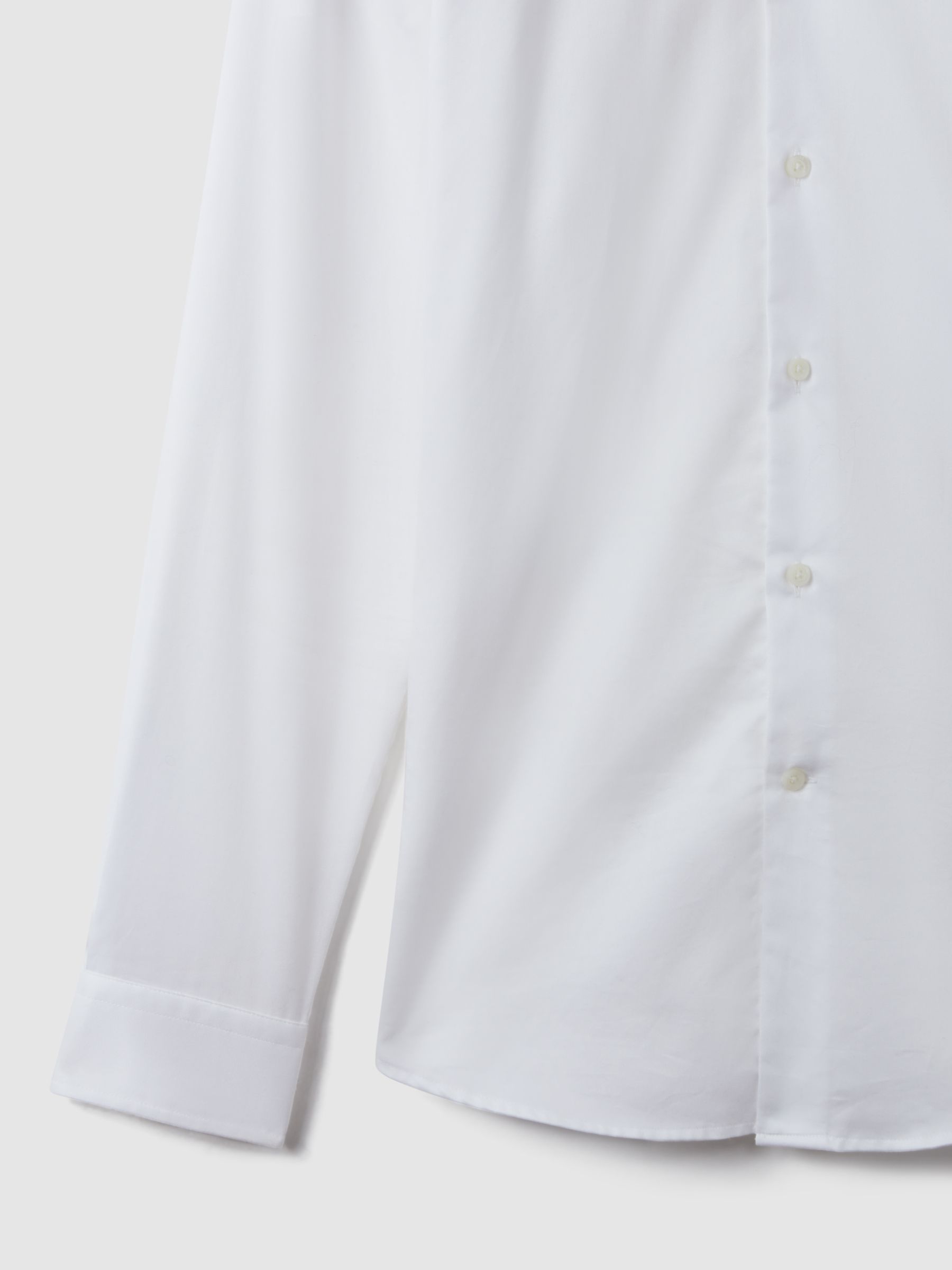 Slim Fit Two-Fold Cotton Shirt in White - Image 10 of 18