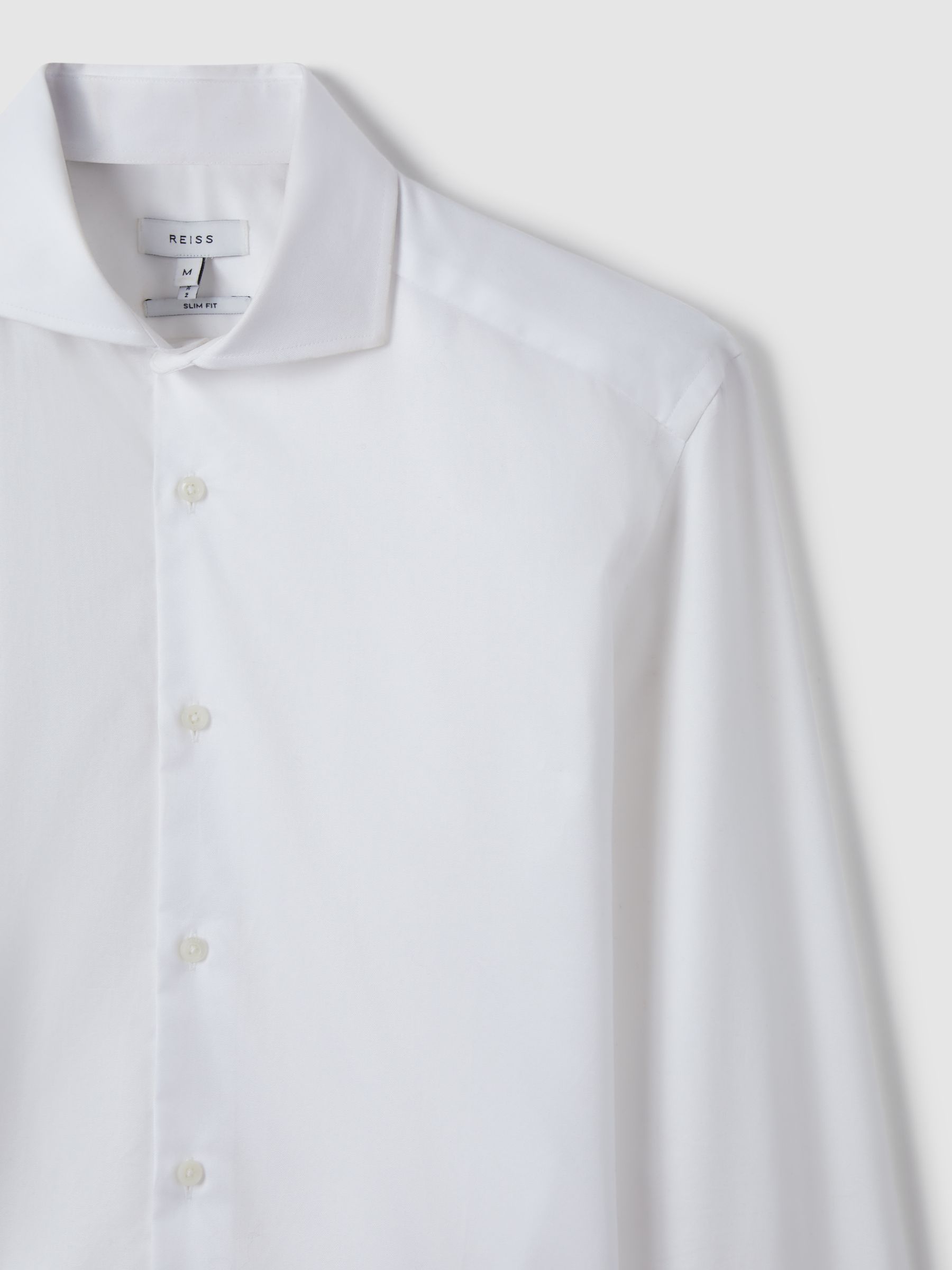 Slim Fit Two-Fold Cotton Shirt in White - Image 11 of 18