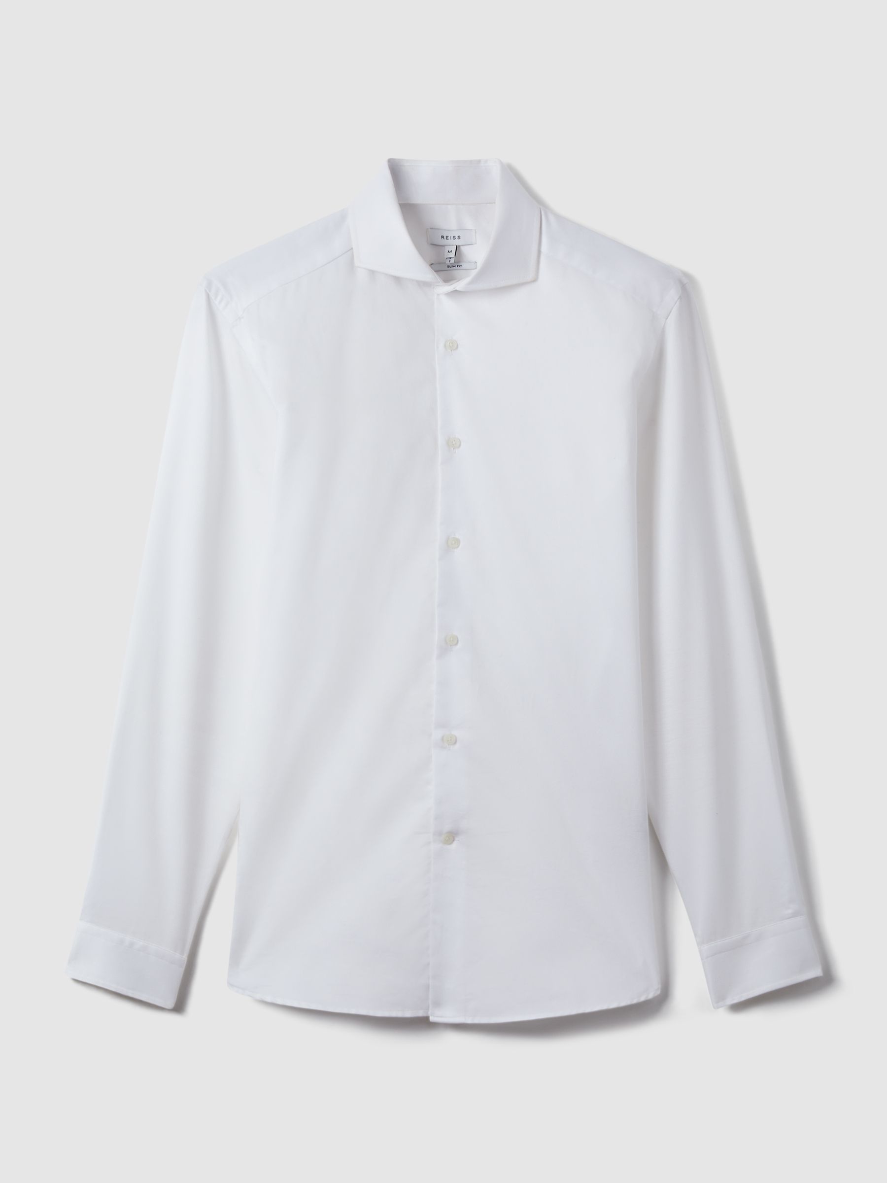 Slim Fit Two-Fold Cotton Shirt in White - Image 15 of 18