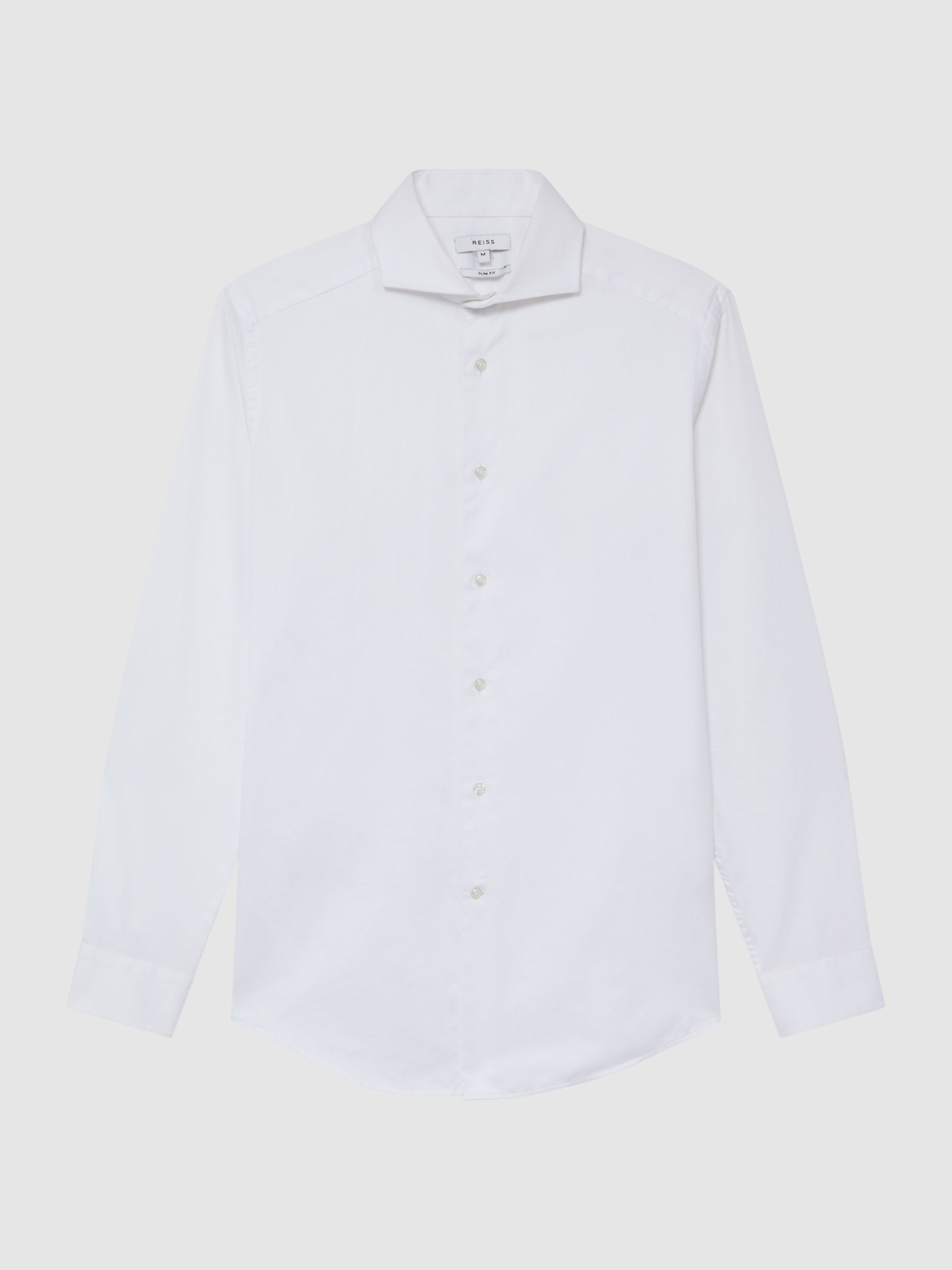 Slim Fit Two-Fold Cotton Shirt in White - Image 2 of 8