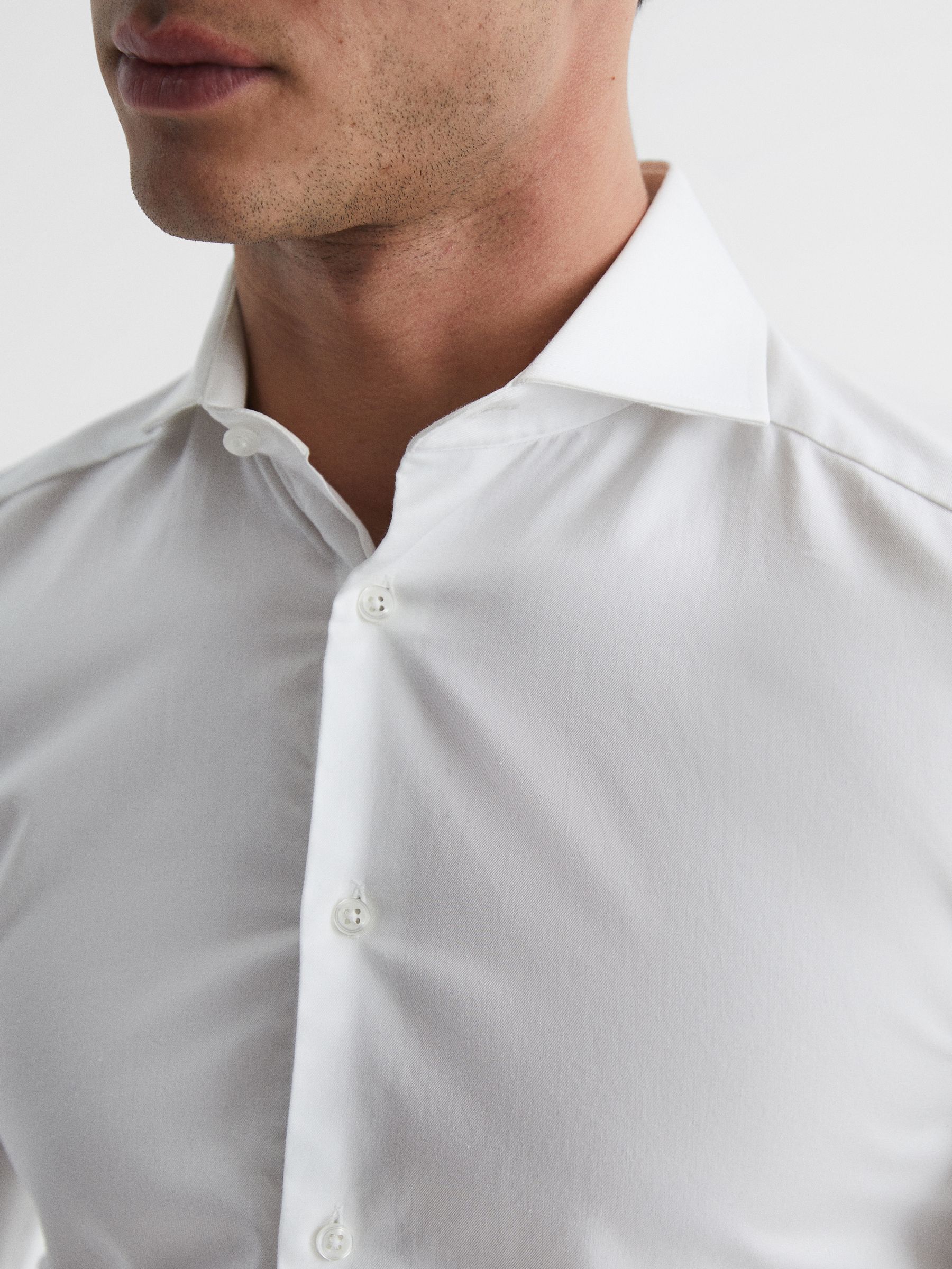 Slim Fit Two-Fold Cotton Shirt in White - Image 4 of 8