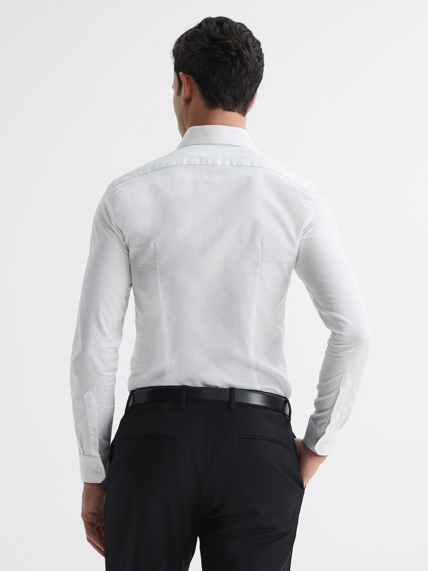 Slim Fit Two-Fold Cotton Shirt in White - Image 5 of 8