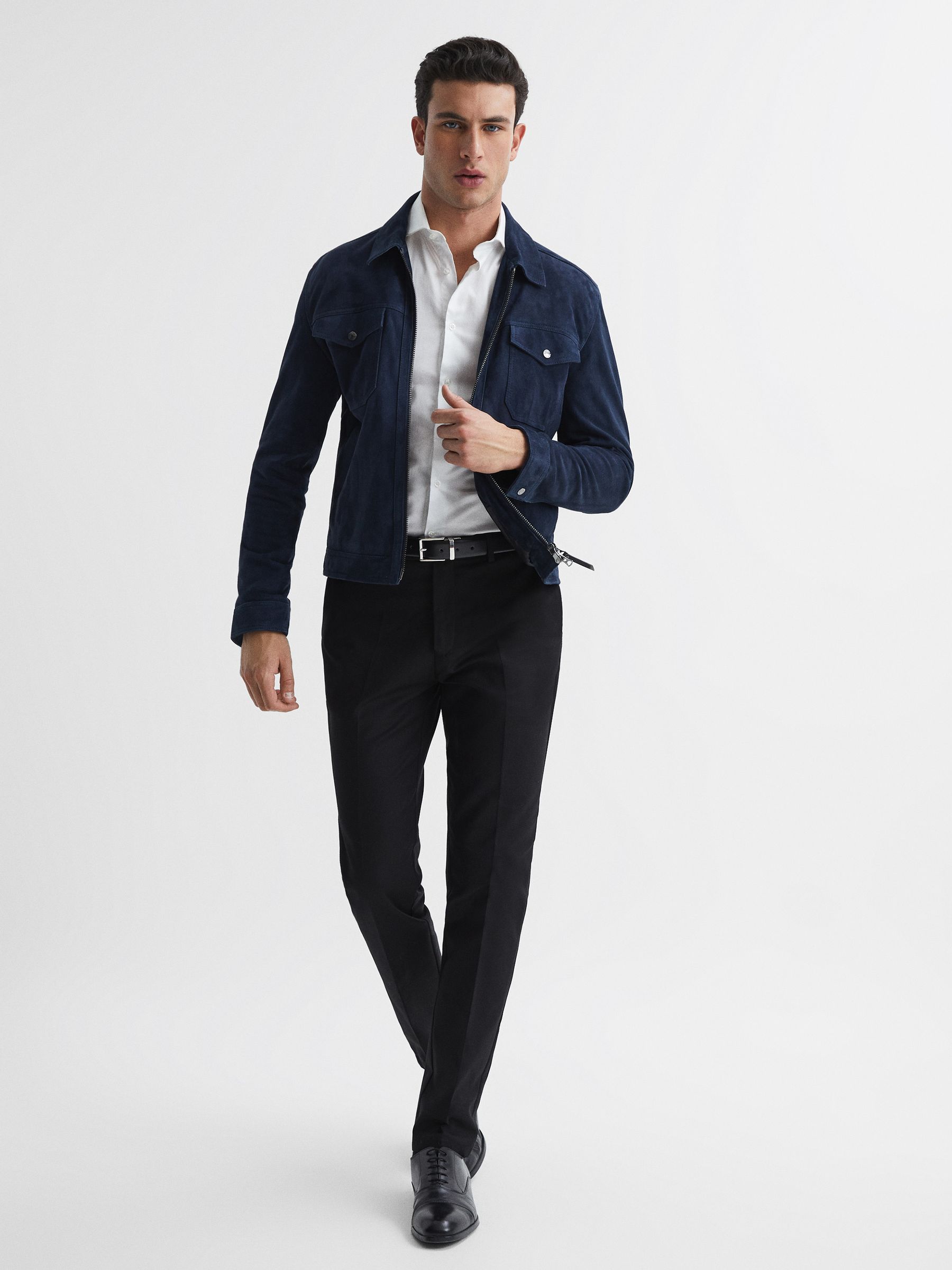 Slim Fit Two-Fold Cotton Shirt in White - Image 6 of 8
