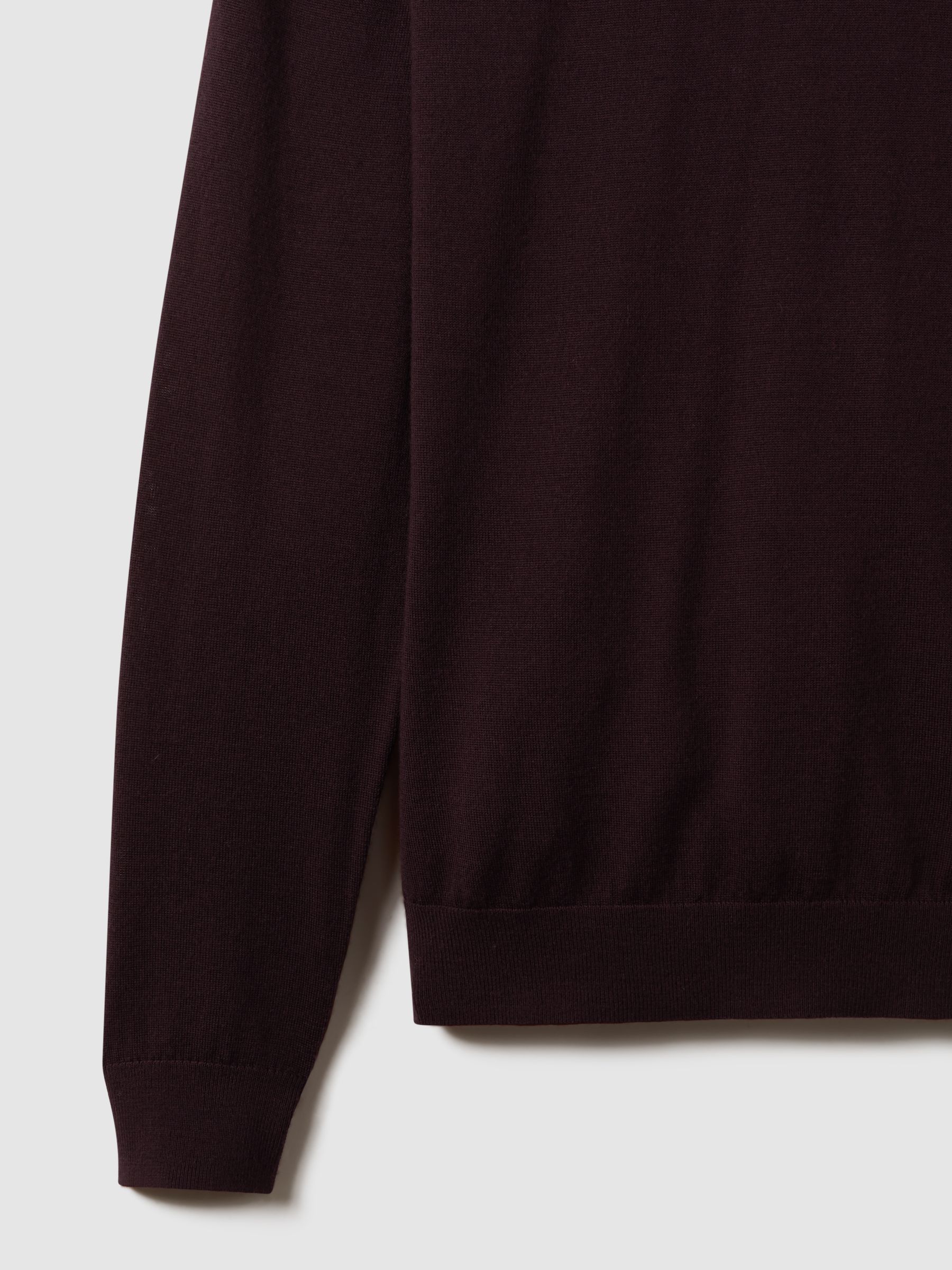 Merino Wool Crew Neck Jumper in Bordeaux - Image 6 of 6