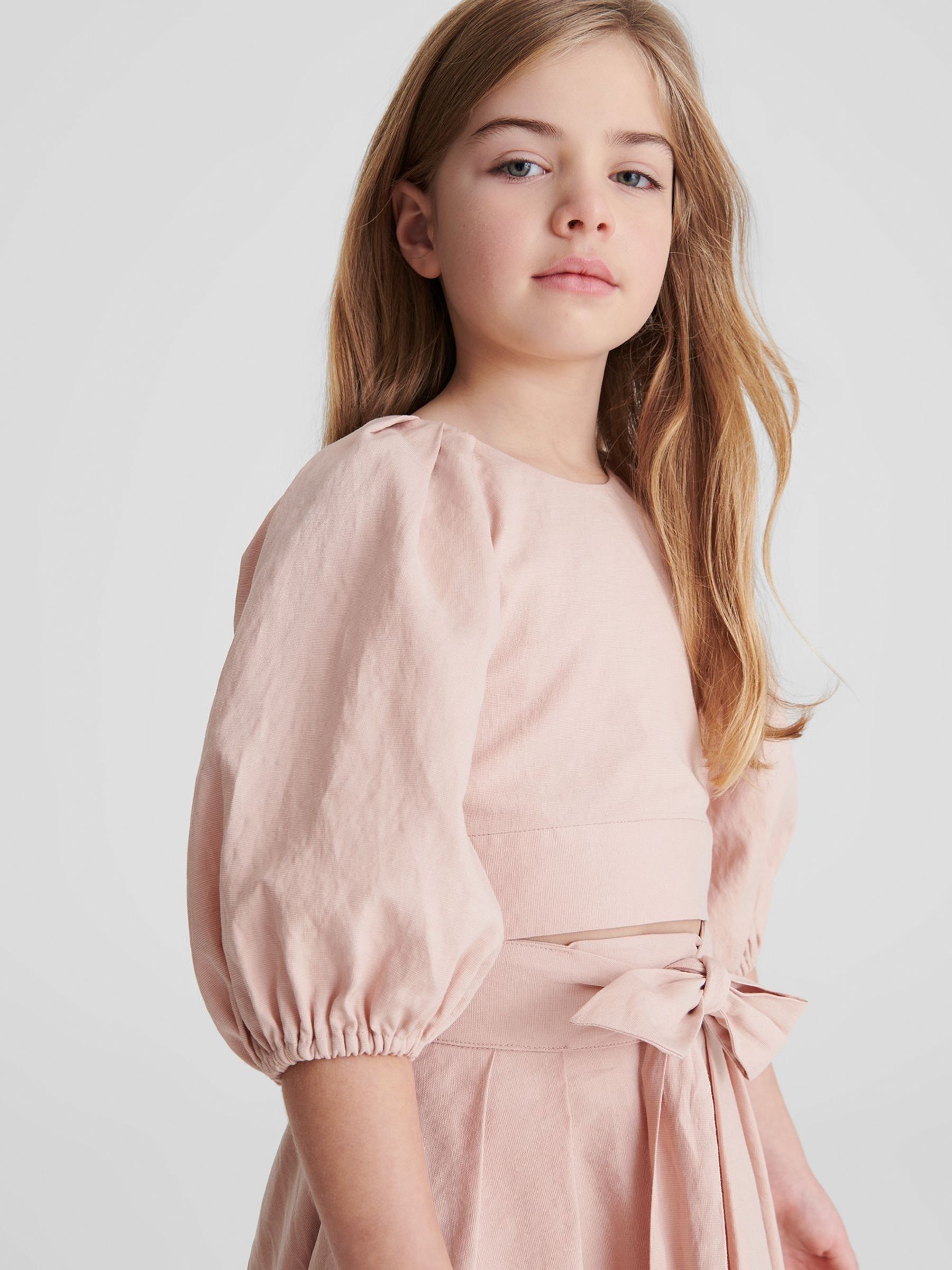 Bow Back Linen Top in Pink - Image 1 of 2
