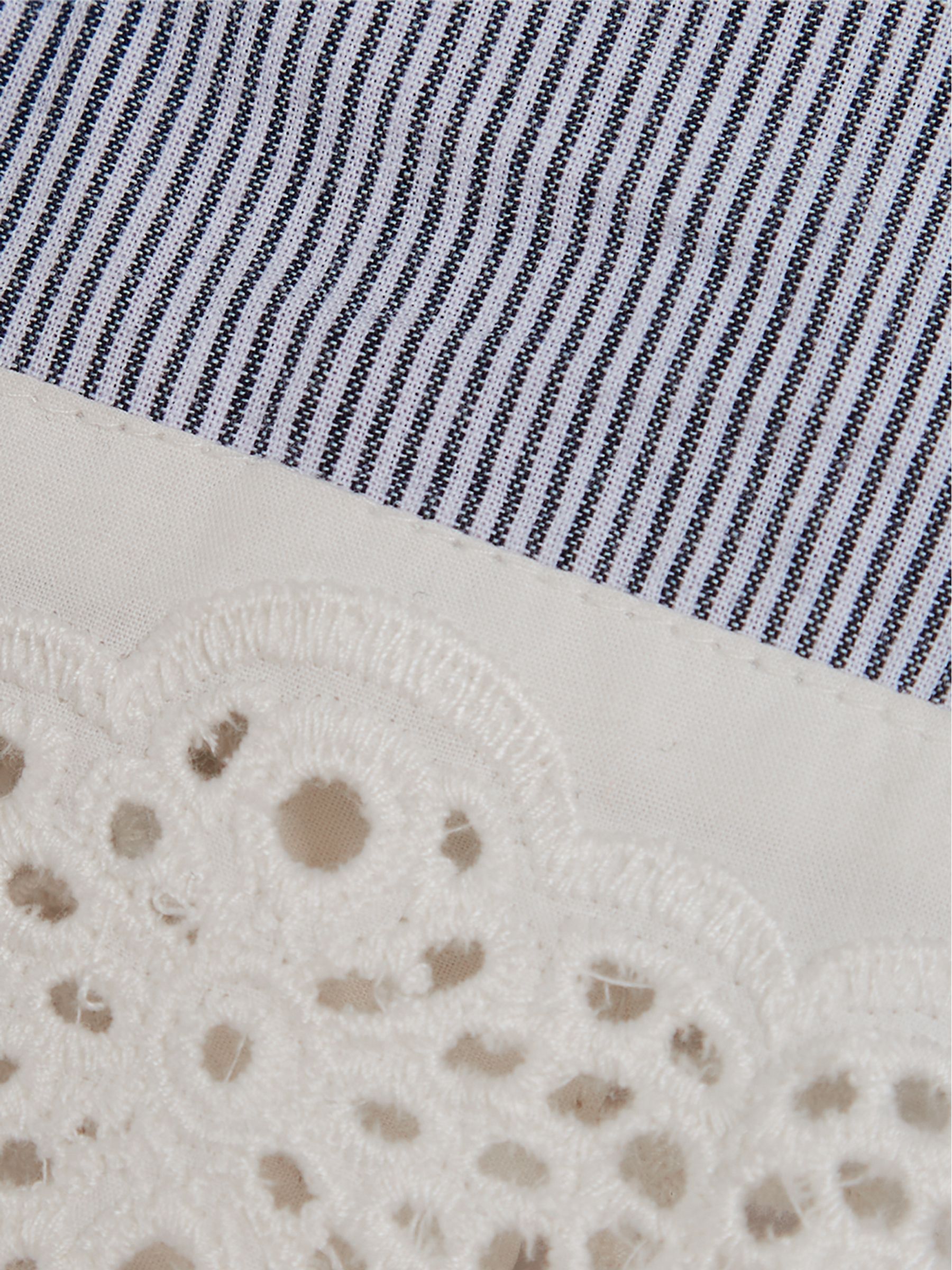 Stripe Embroidered Collar Blouse in Blue - Image 7 of 7