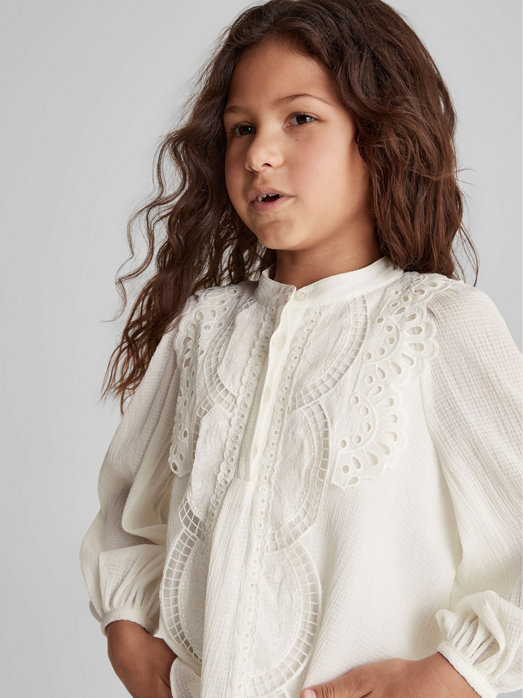 Embroidered Detail Blouse in Cream - Image 4 of 6