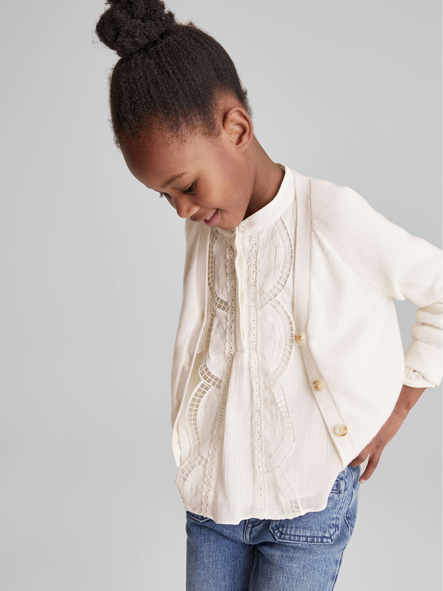 Button Up Cardigan in White - Image 1 of 6