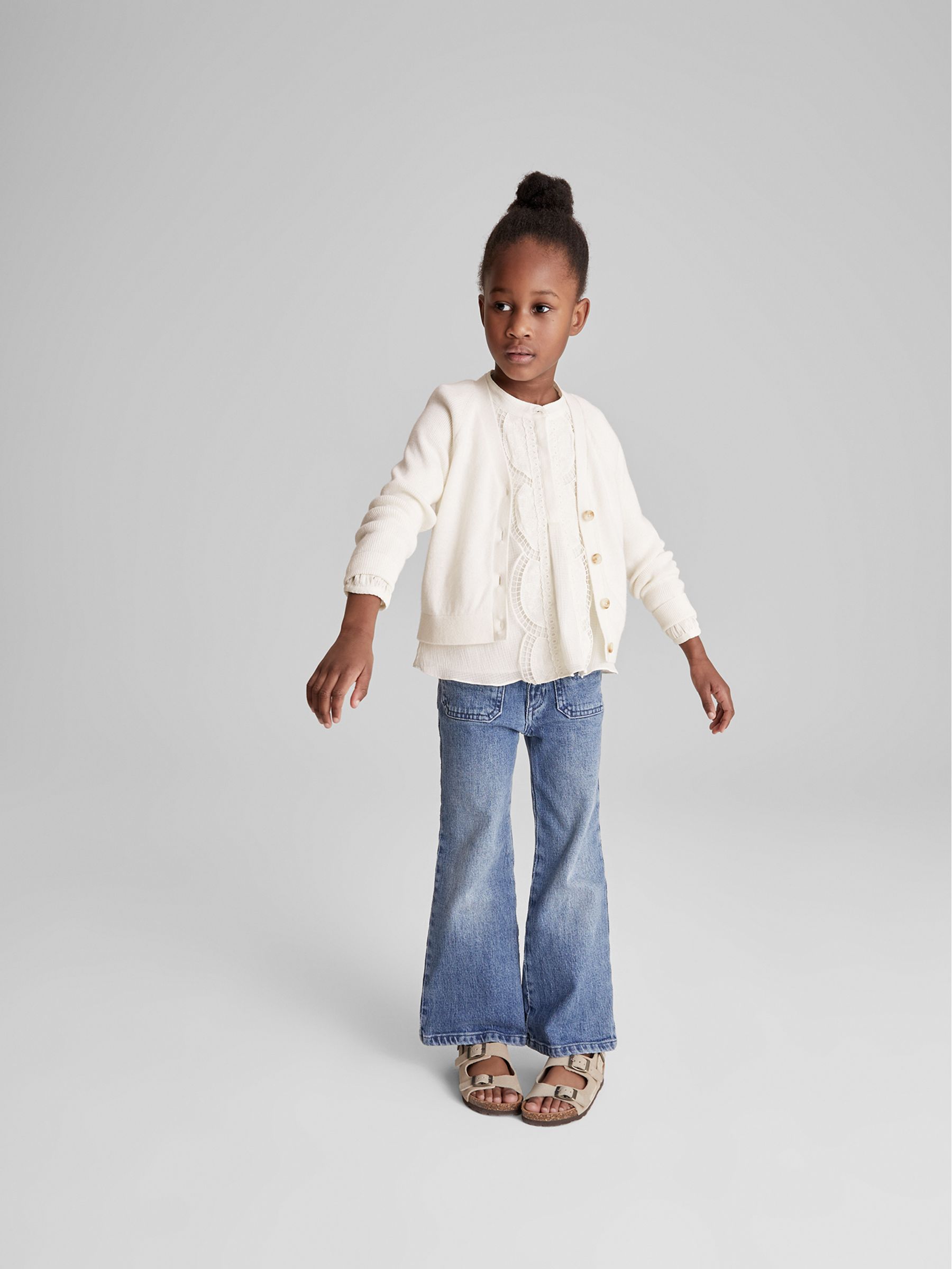 Button Up Cardigan in White - Image 3 of 6