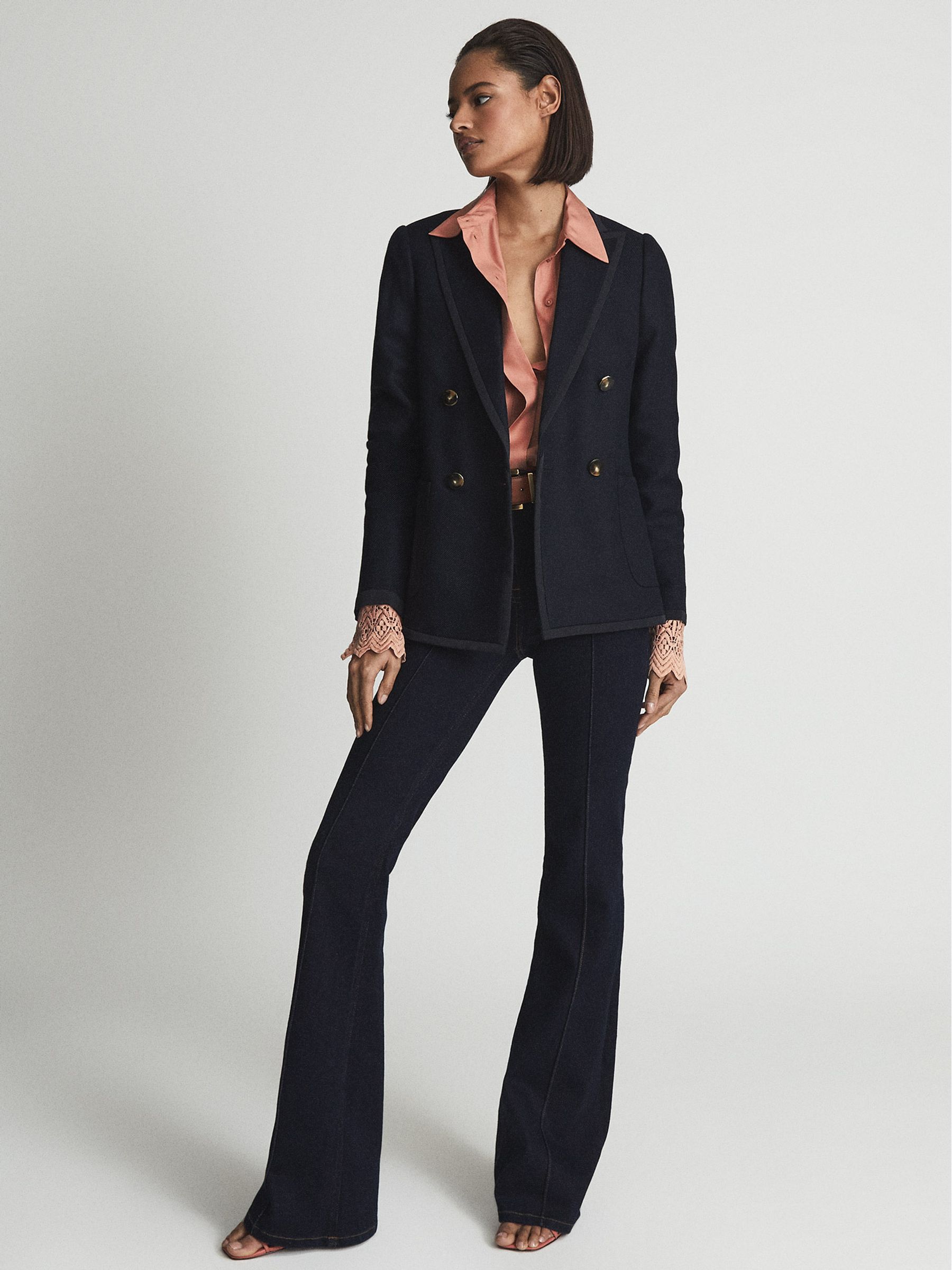 Reiss Lace Cuff Shirt Blouse in Pink - REISS