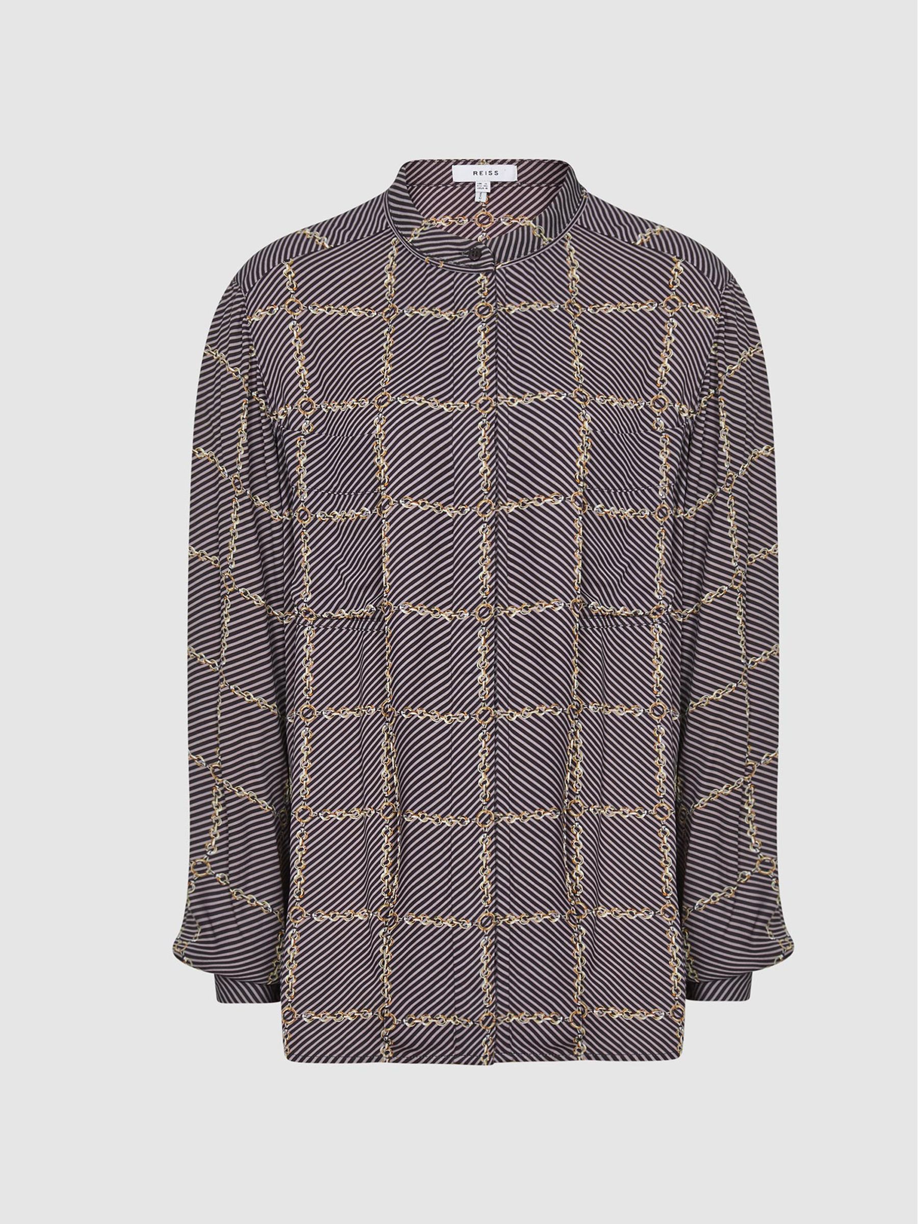 Chain Print Shirt in Brown - Image 2 of 4 Chain Print Shirt in Brown - Image 2 of 4