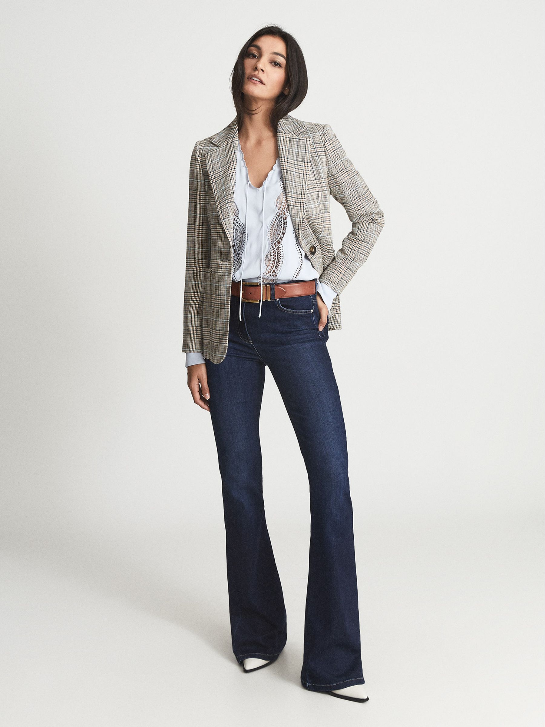 Lace Trim Satin Top in Blue - Image 3 of 5