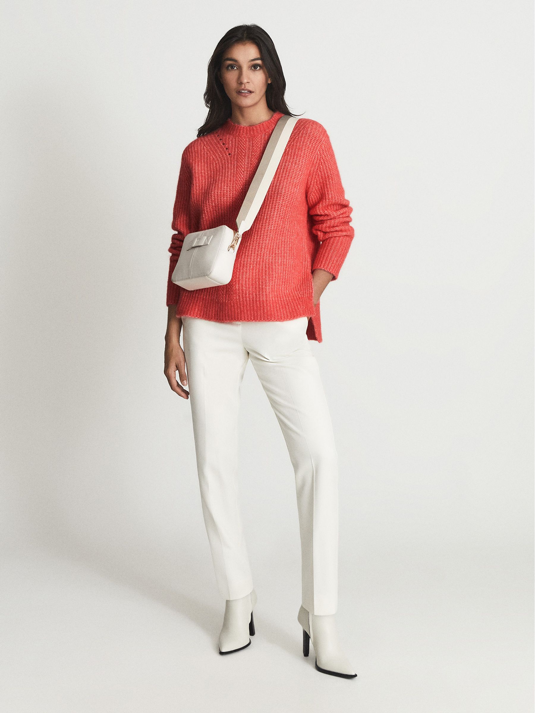 Waffle Knit Jumper in Coral - Image 1 of 6