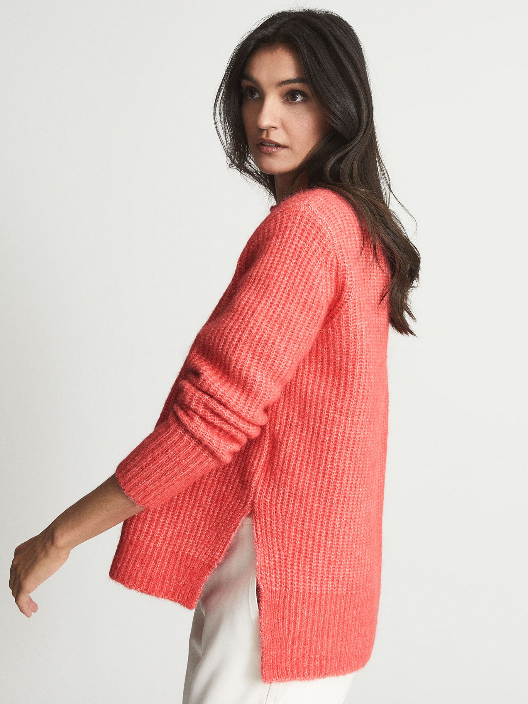 Waffle Knit Jumper in Coral - Image 3 of 6