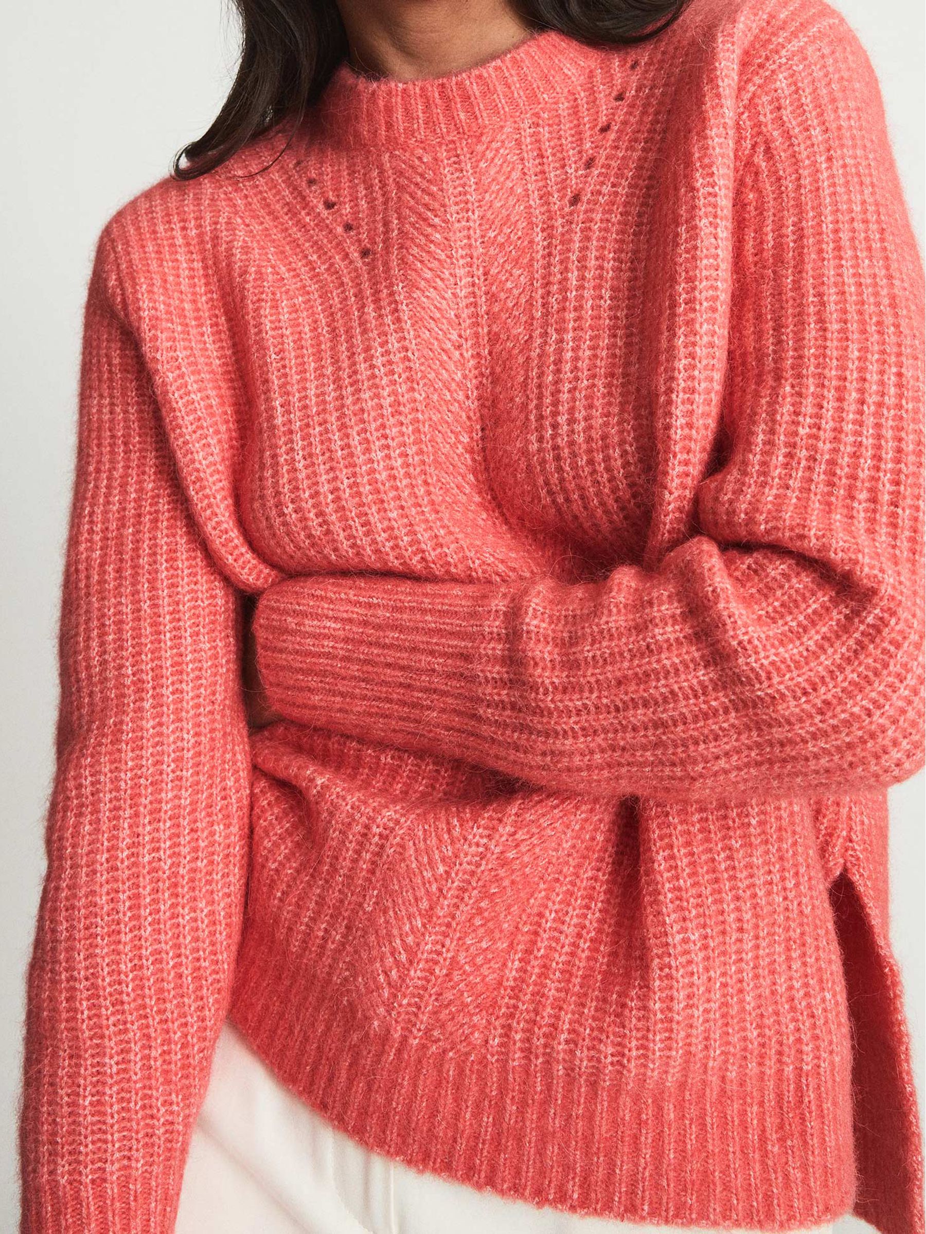 Waffle Knit Jumper in Coral - Image 4 of 6