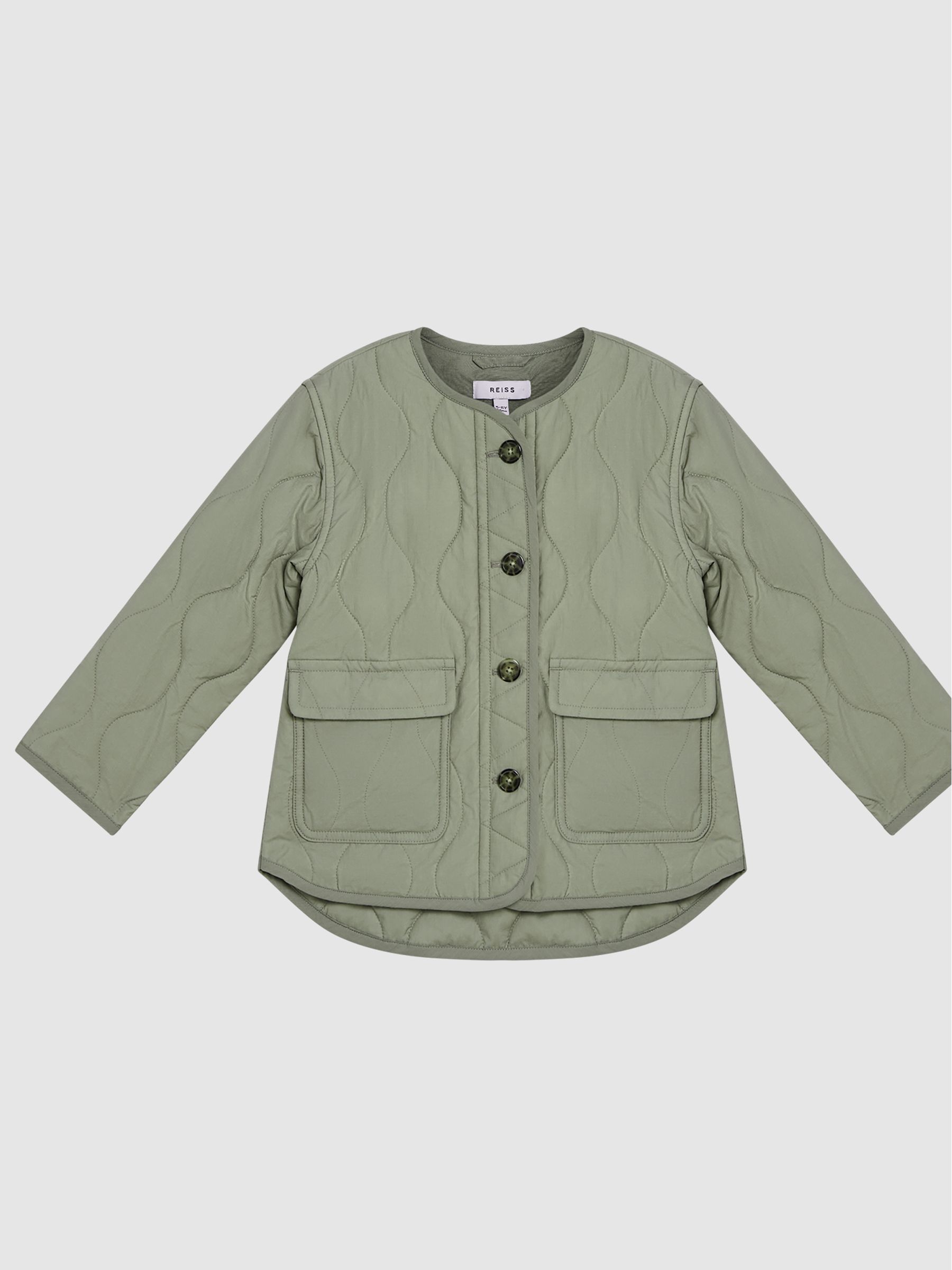 Quilted Short Coat in Sage - Image 2 of 6