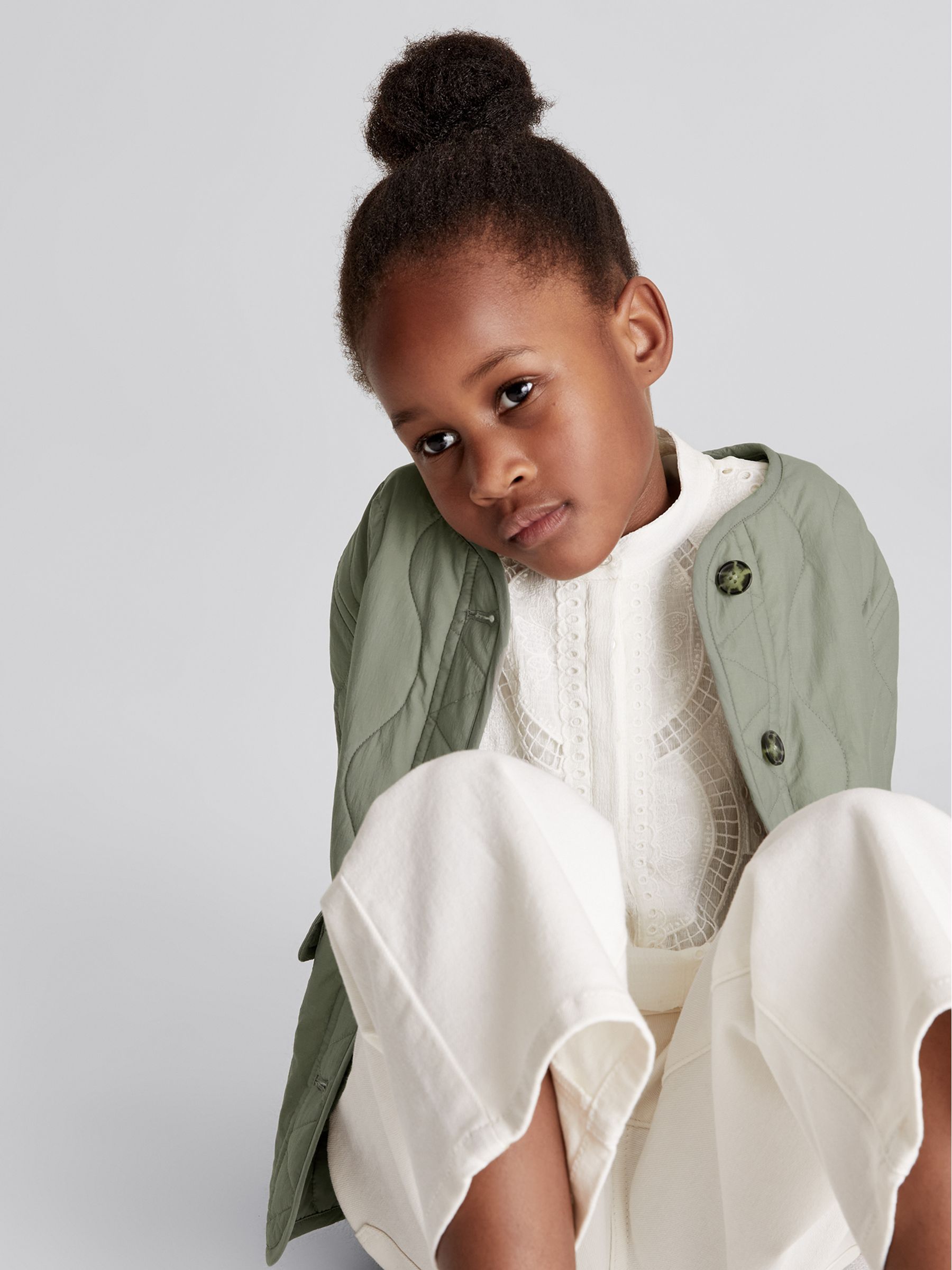 Quilted Short Coat in Sage - Image 3 of 6