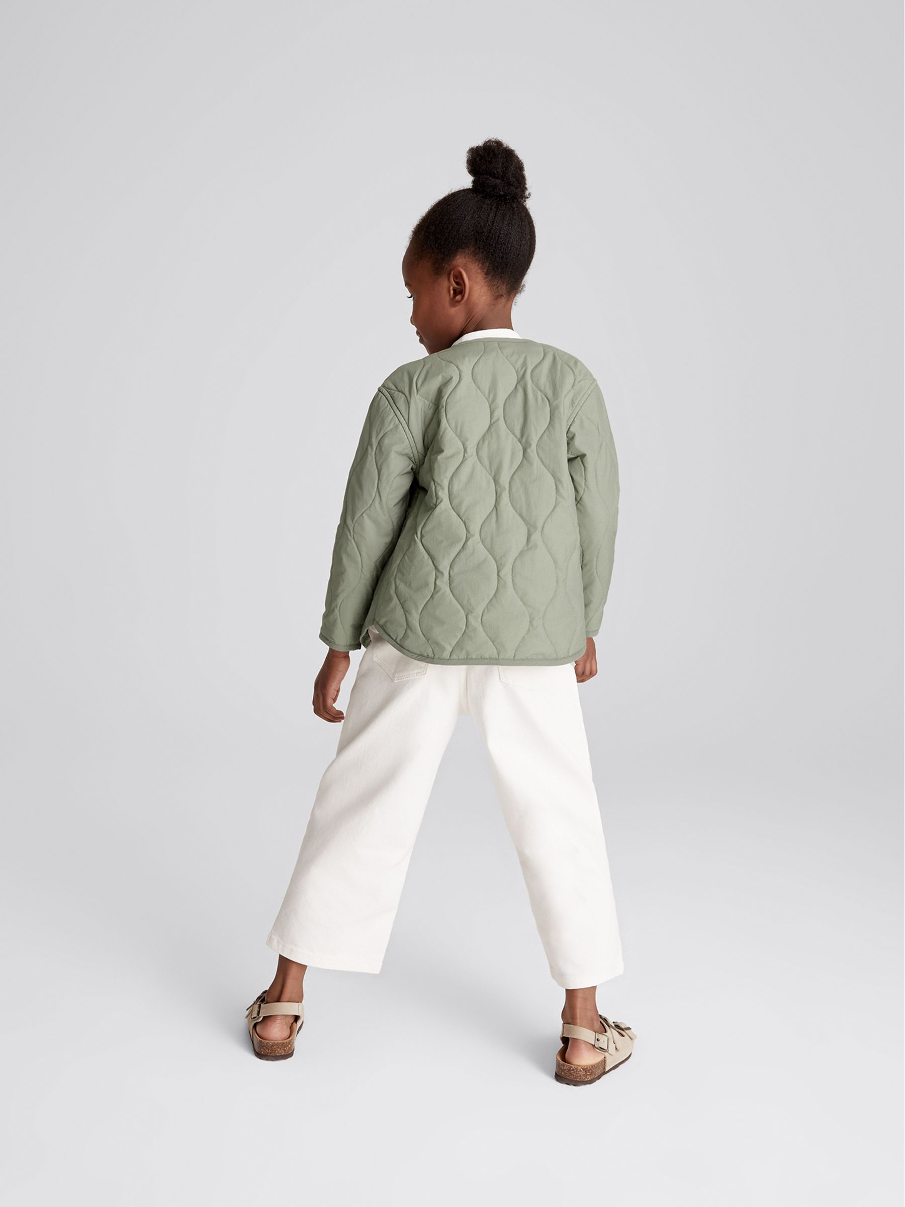 Quilted Short Coat in Sage - Image 4 of 6