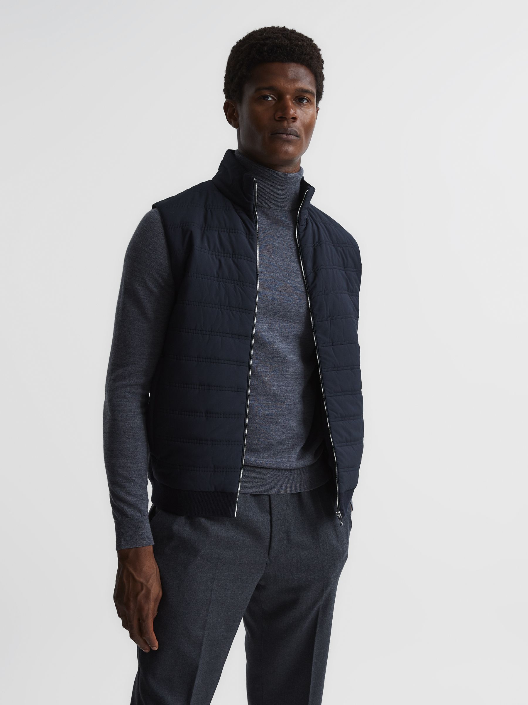 Quilted Gilet in Navy - Image 1 of 6 Quilted Gilet in Navy - Image 1 of 6