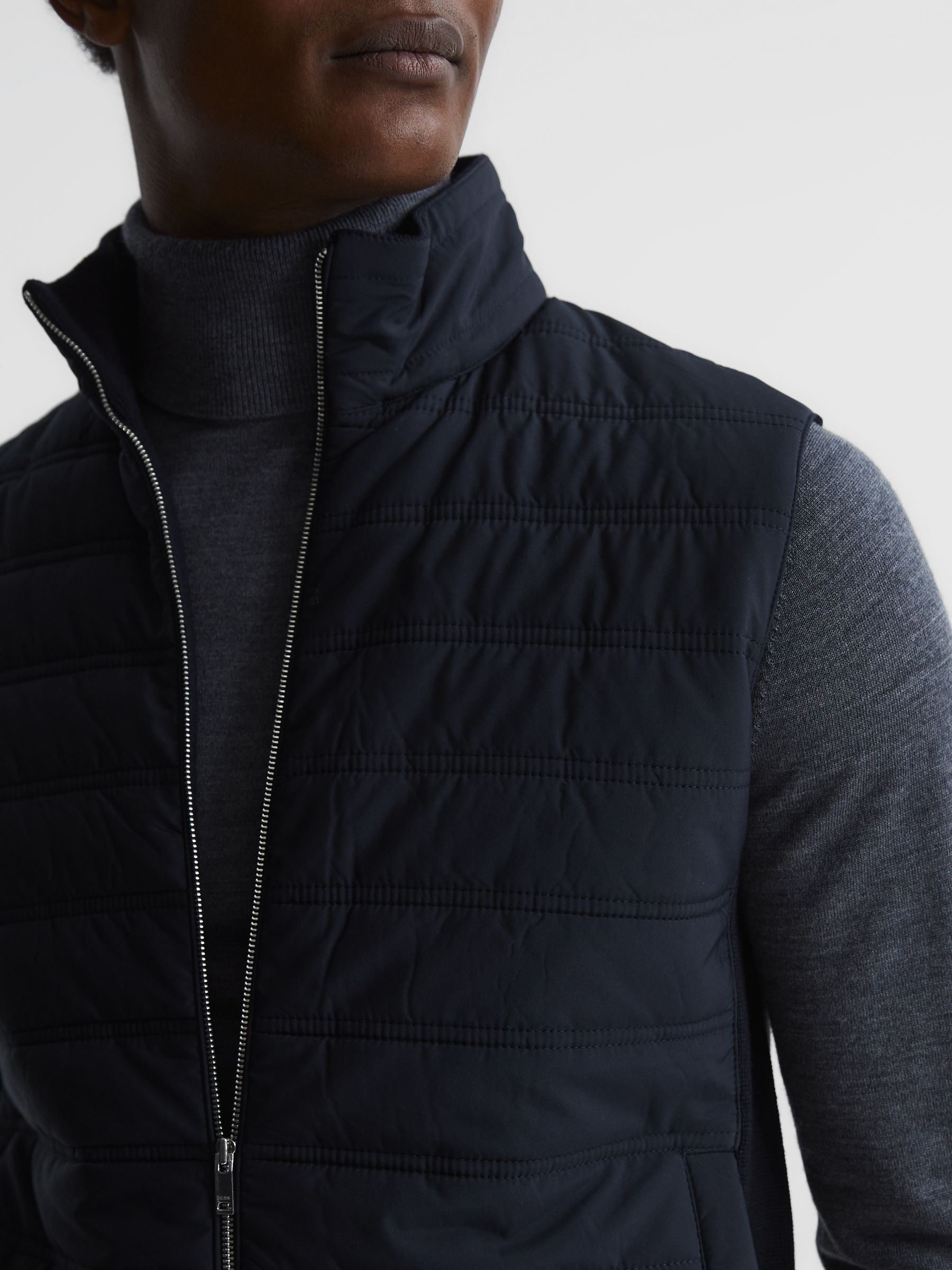 Quilted Gilet in Navy - Image 5 of 6