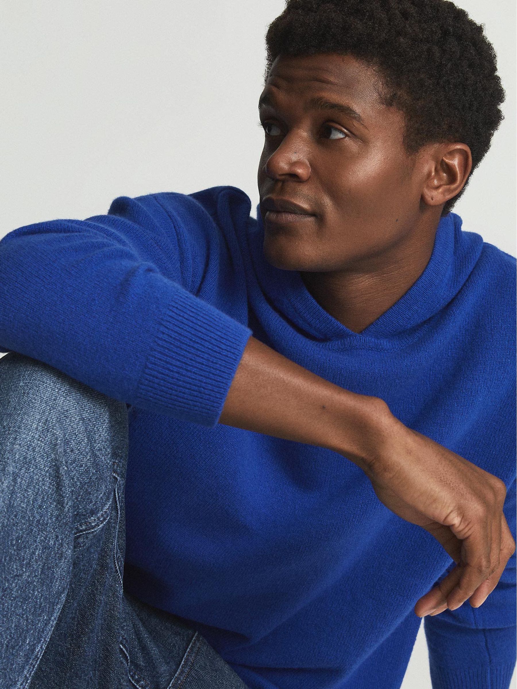 Merino Wool Hoodie in Bright Blue - Image 6 of 7