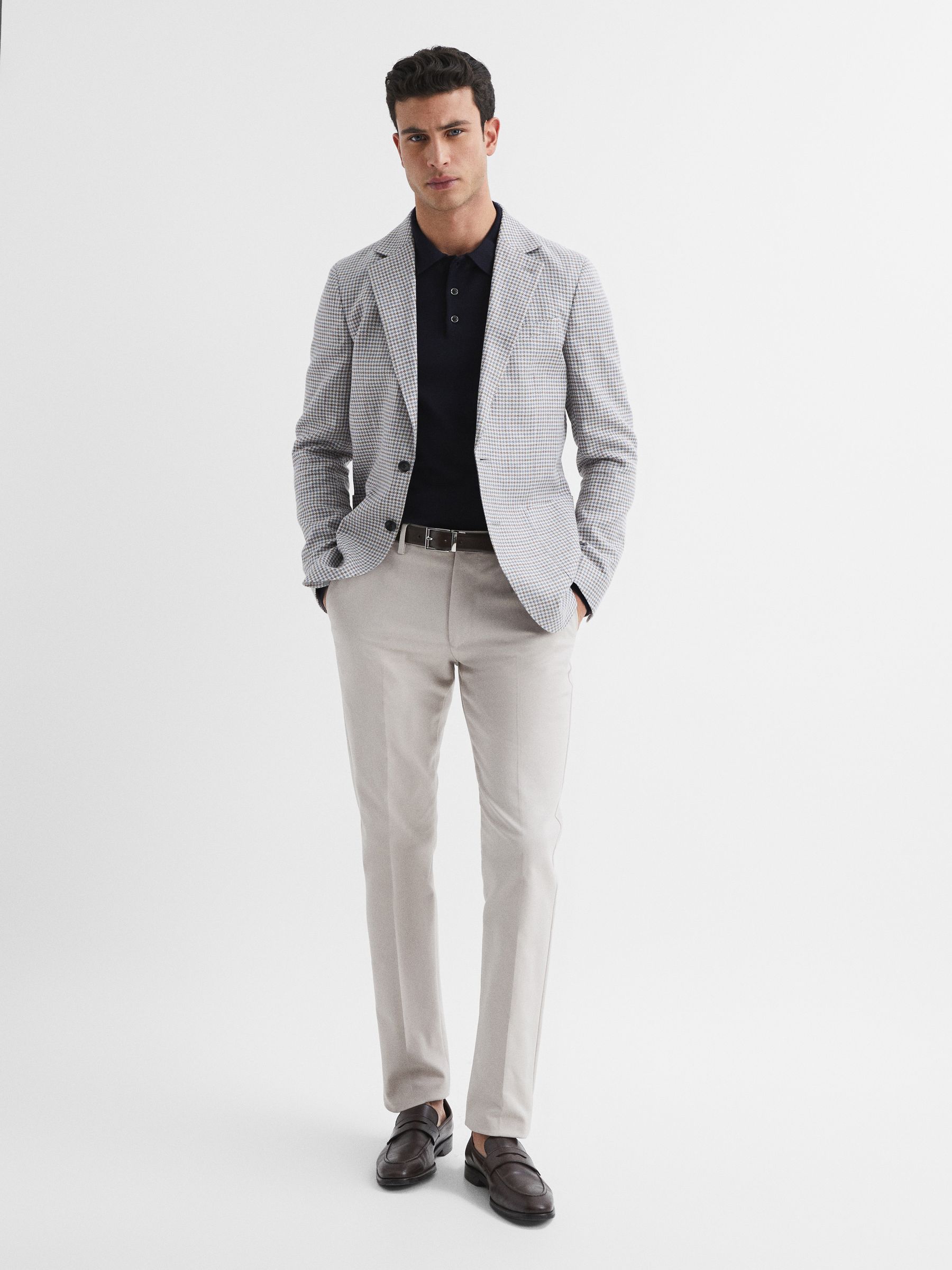 Merino Wool Polo Shirt in Navy - Image 6 of 6
