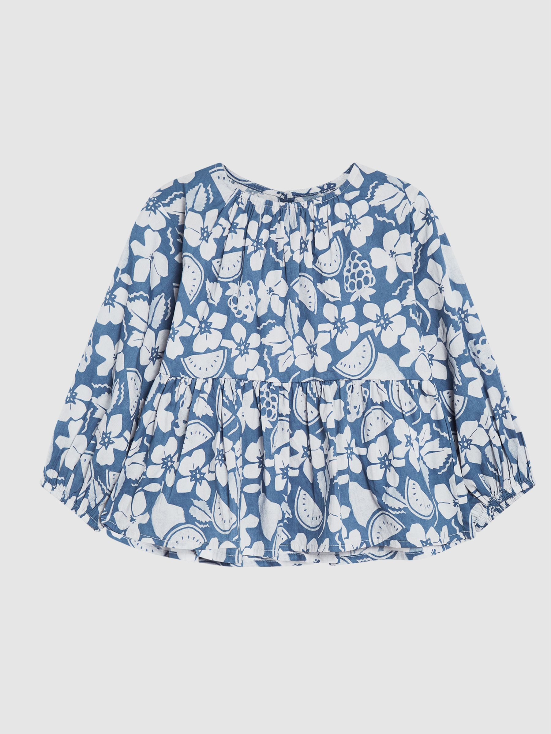 Fruit Print Blouse in Blue - Image 2 of 6