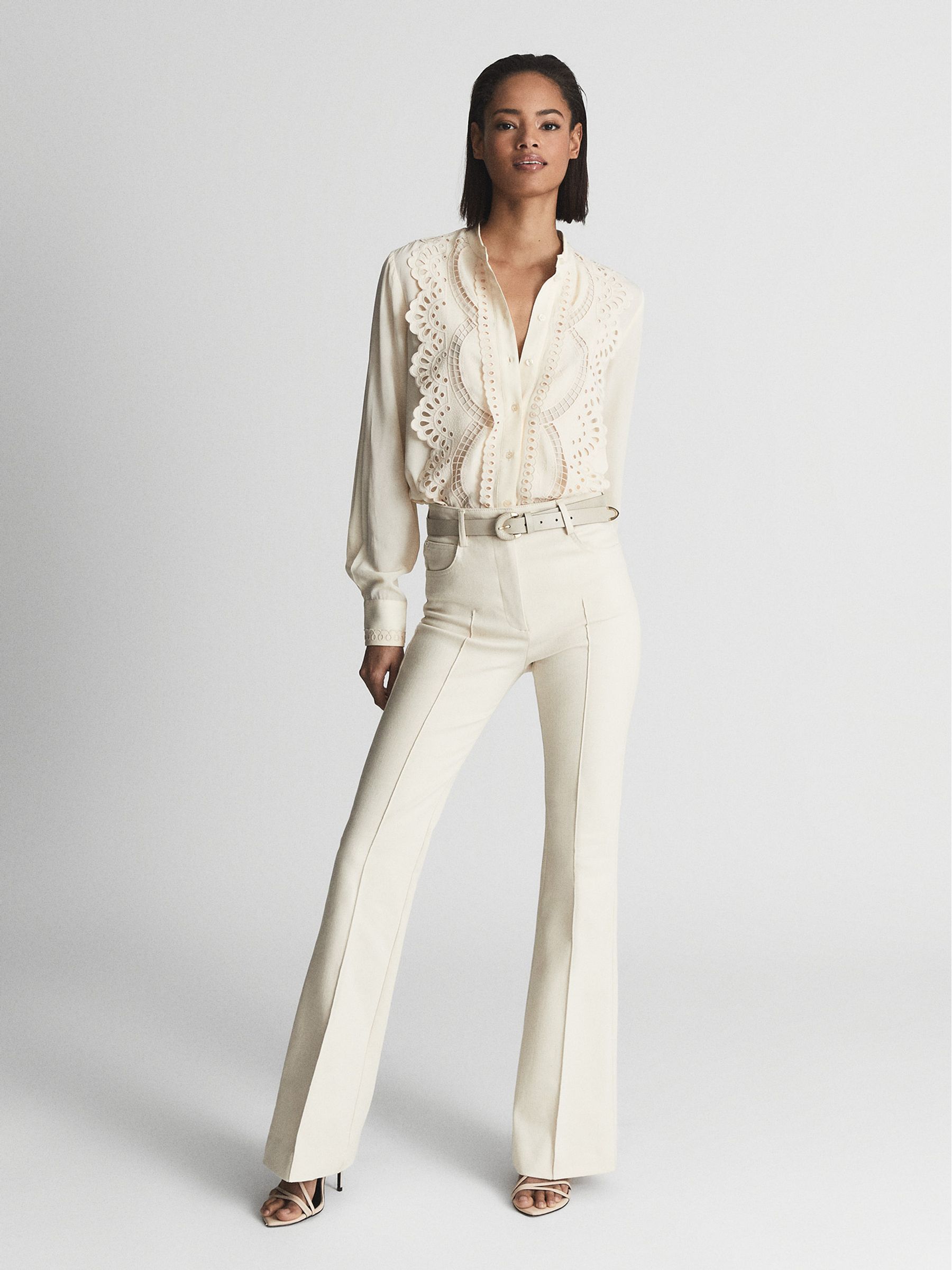 Embroidered Front Blouse in Cream - Image 1 of 6