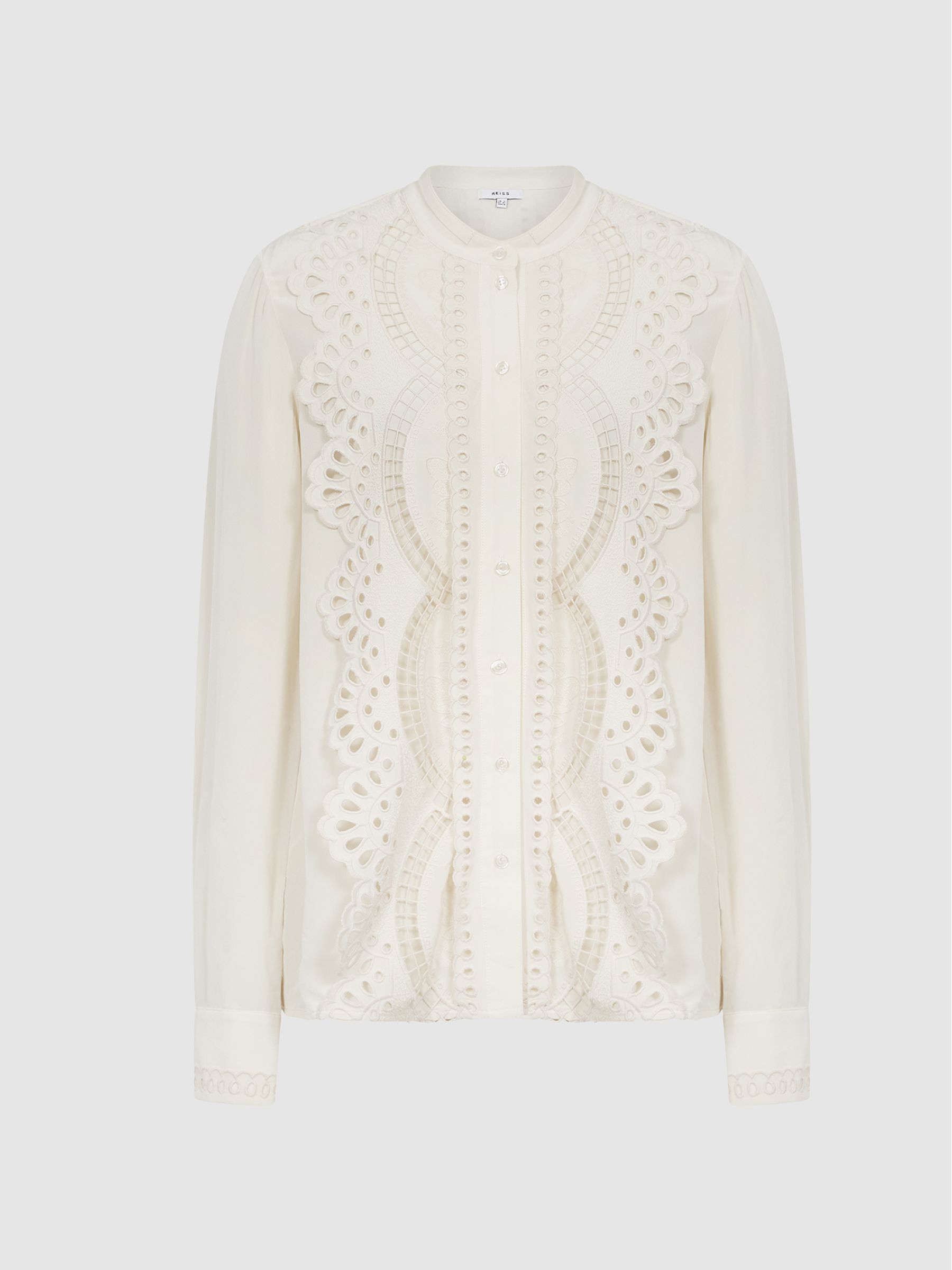 Embroidered Front Blouse in Cream - Image 2 of 6