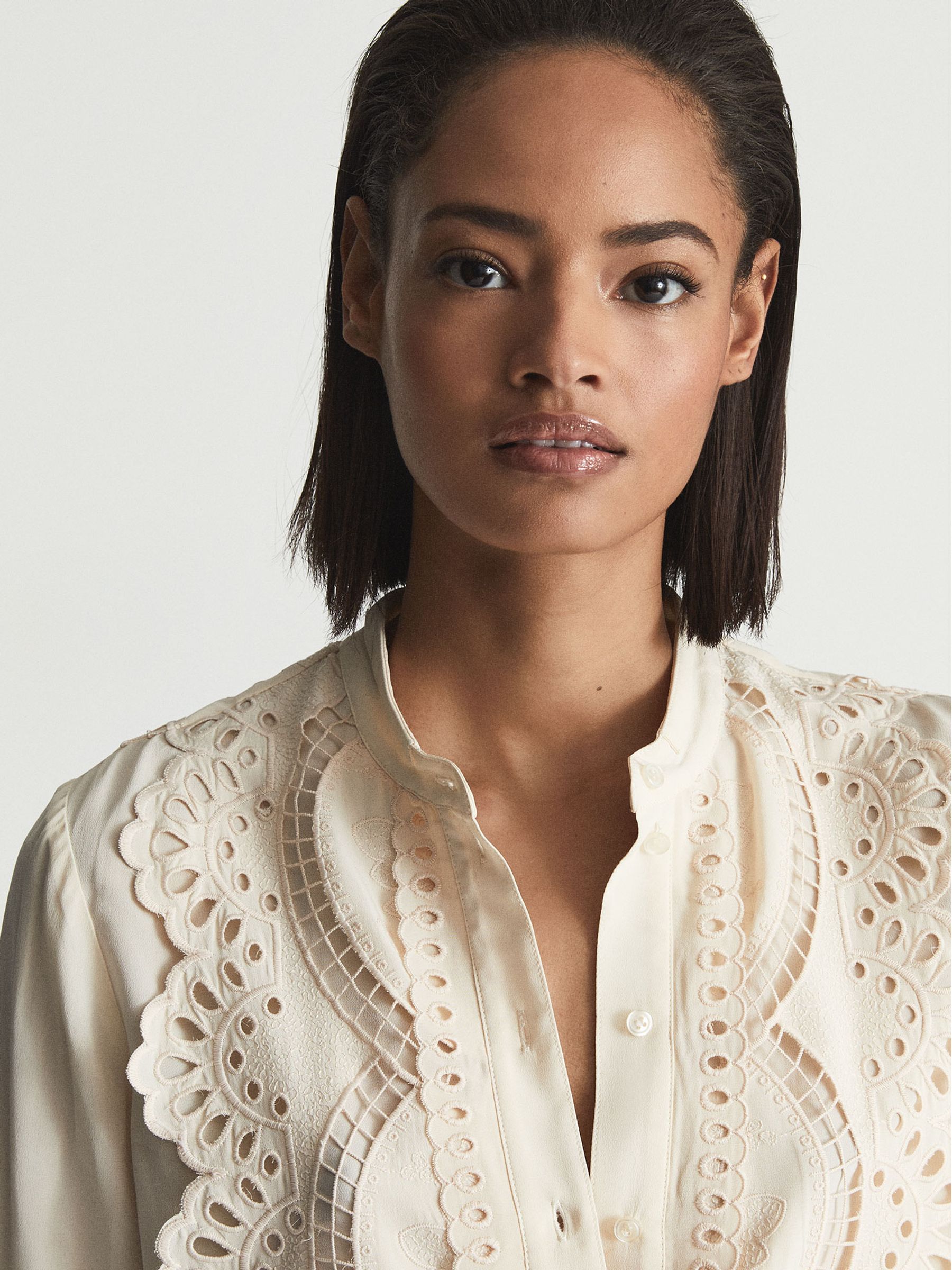 Embroidered Front Blouse in Cream - Image 6 of 6