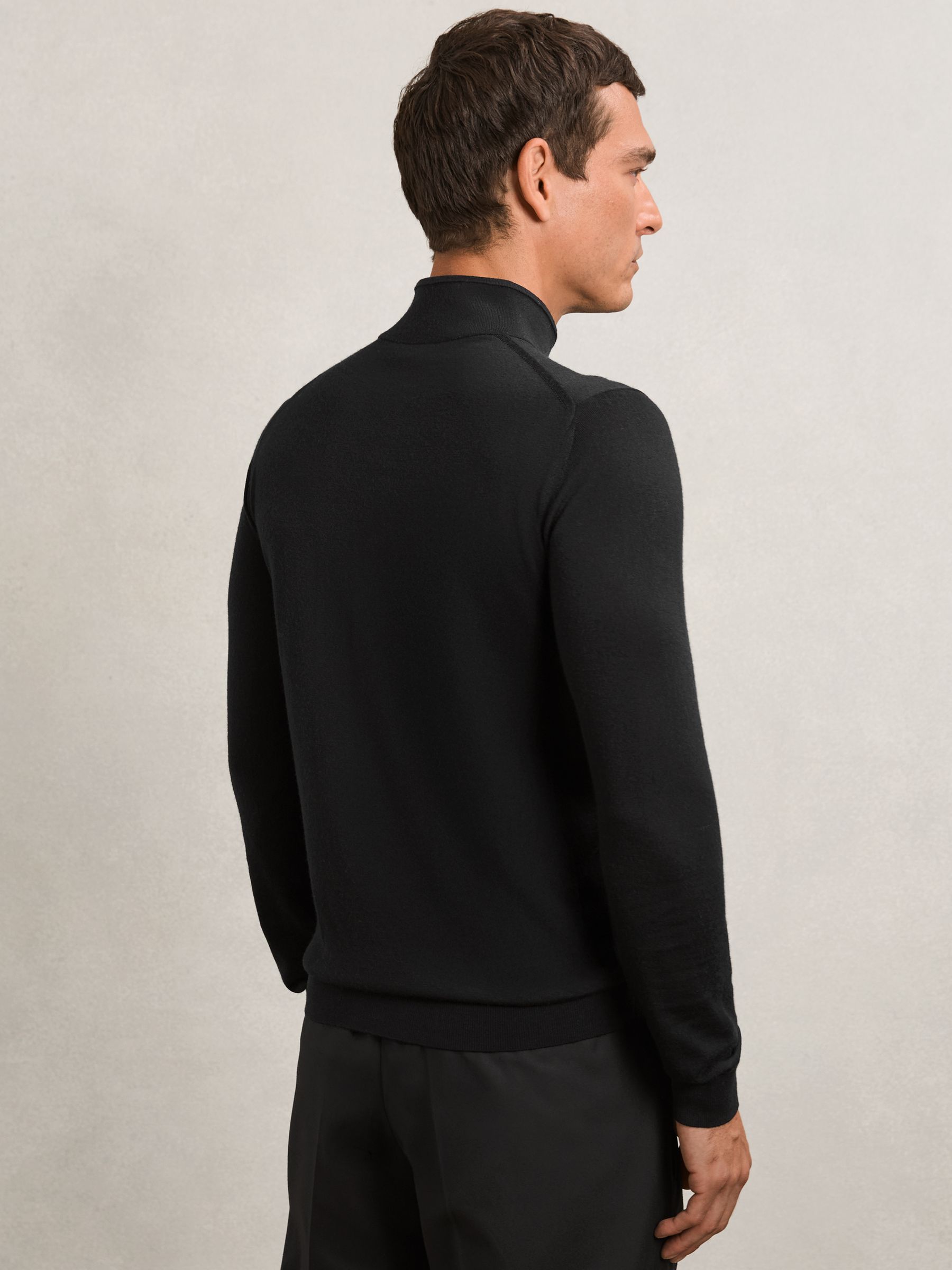 Wool Half-Zip Funnel Neck Jumper in Black - image 5