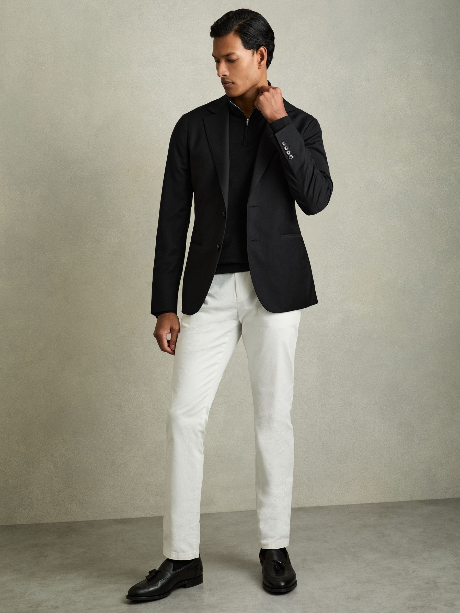 Merino Wool Half-Zip Funnel Neck Jumper in Black - Image 5 of 5